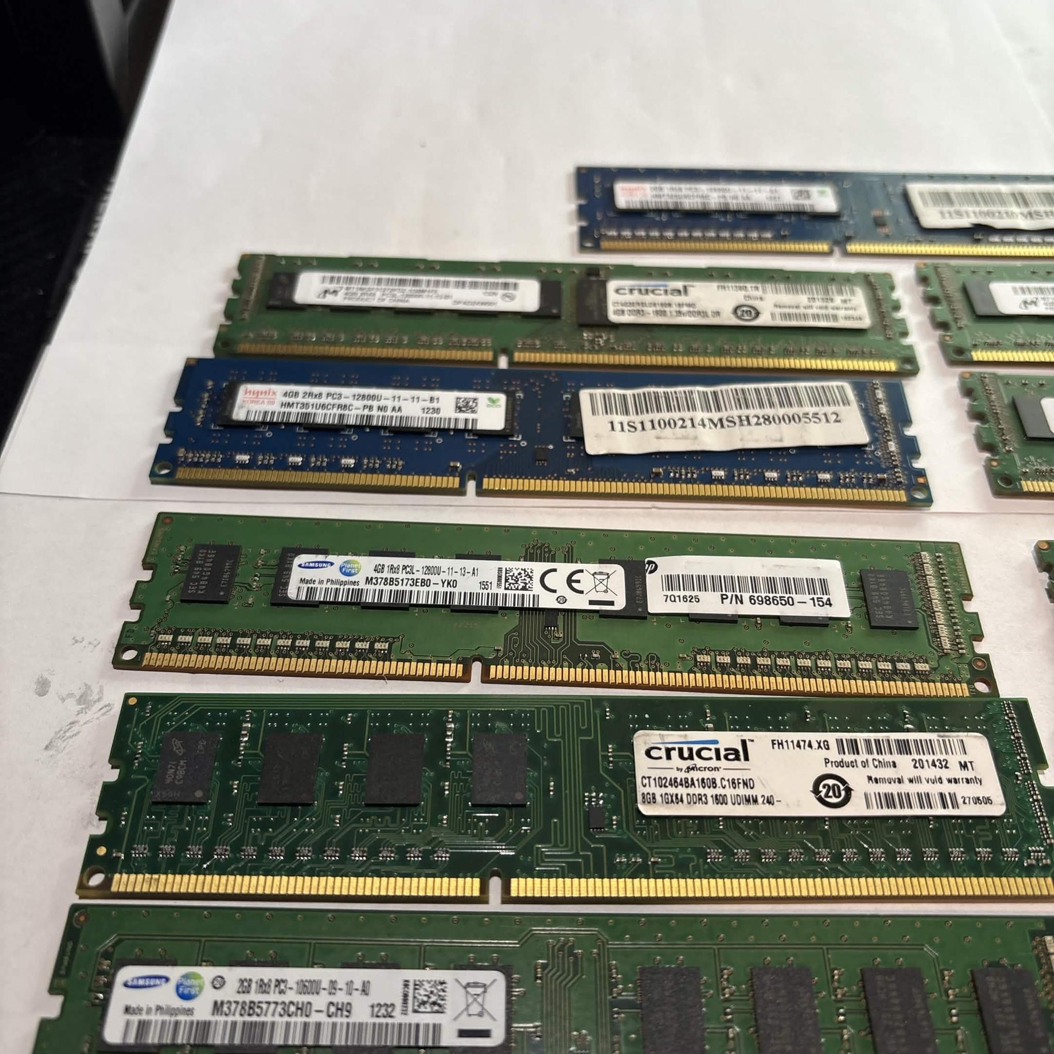Mixed DDR3 DDR4 RAM Lot Crucial Ballistix XPG Tested Working Bundle (NM)