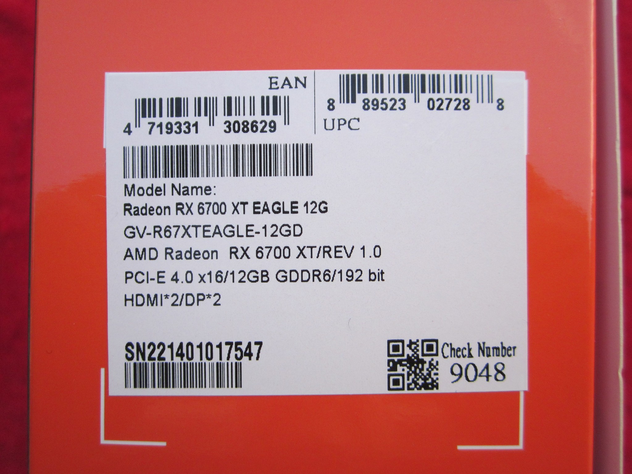 New! GIGABYTE Radeon RX 6700 XT EAGLE 12GB GDDR6 Graphics Card