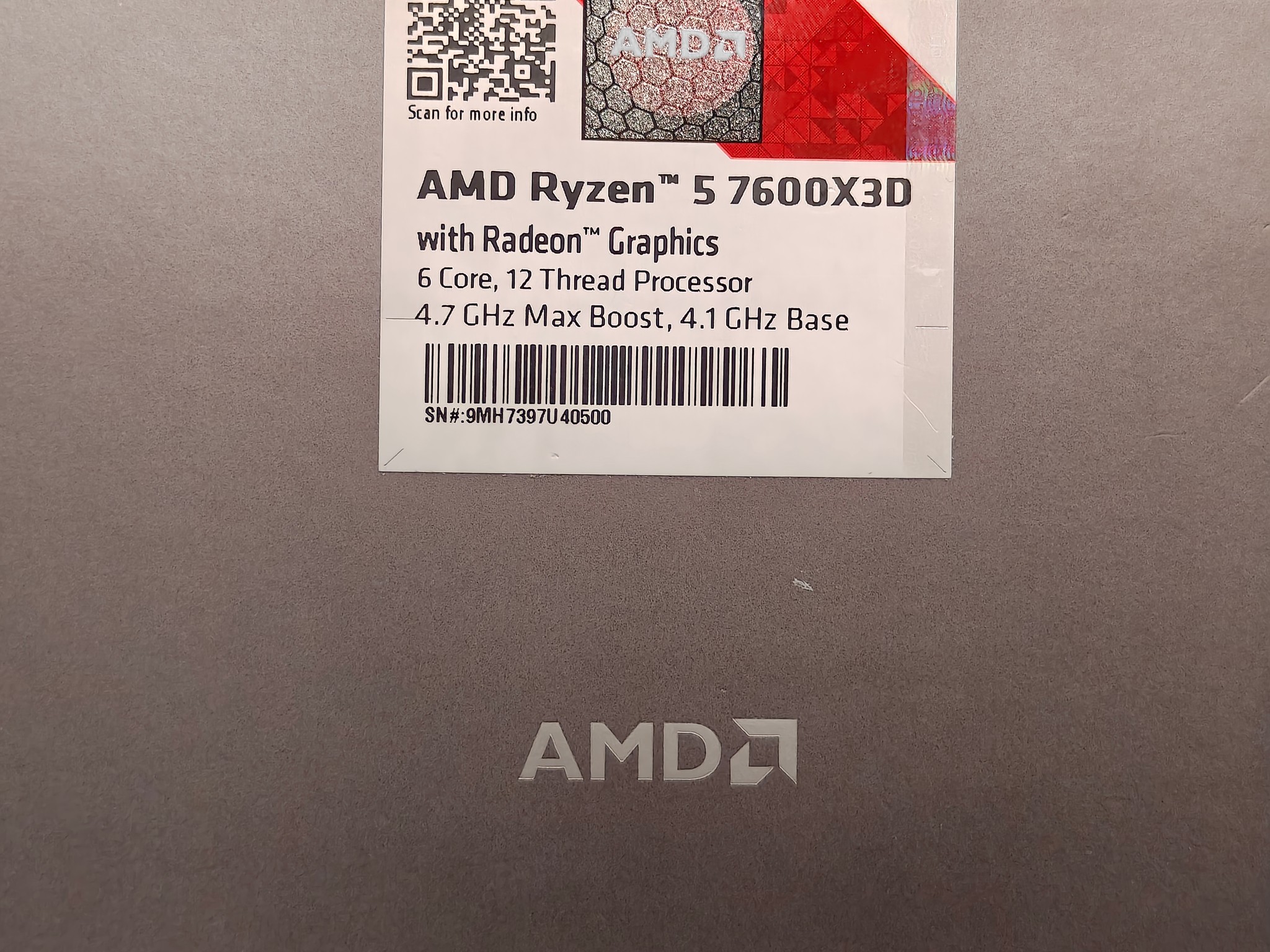 AMD Ryzen 5 7600x3d 4.7Ghz 6 core 12 thread AM5 CPU