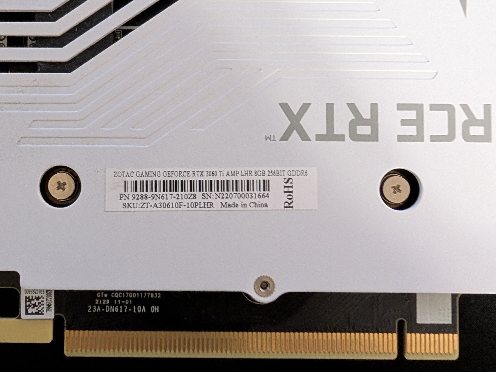 ZOTAC GeForce RTX 3060 Ti AMP White Edition LHR 8GB GDDR6 Graphics