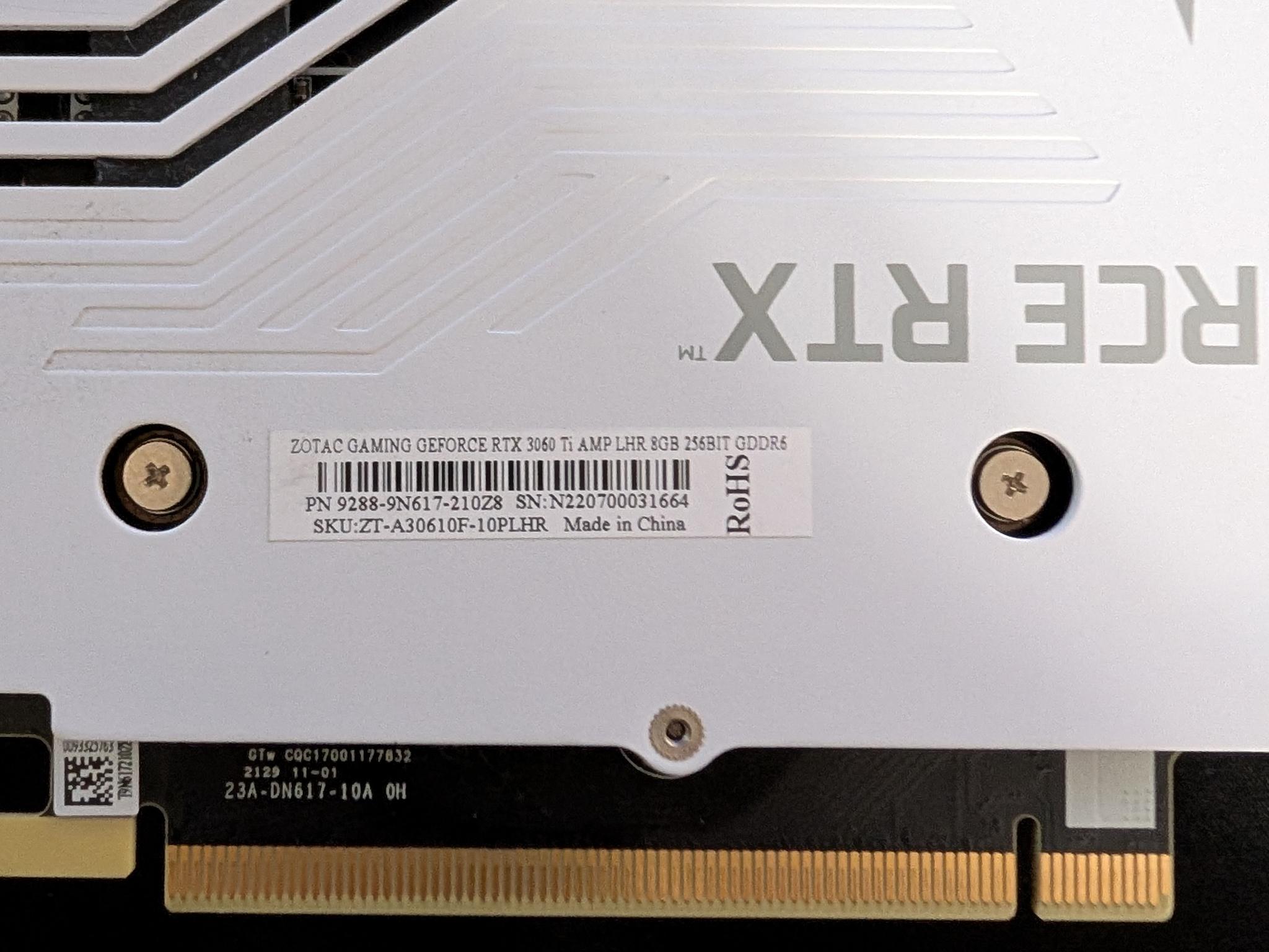 ZOTAC GeForce RTX 3060 Ti AMP White Edition LHR 8GB GDDR6 Graphics Card