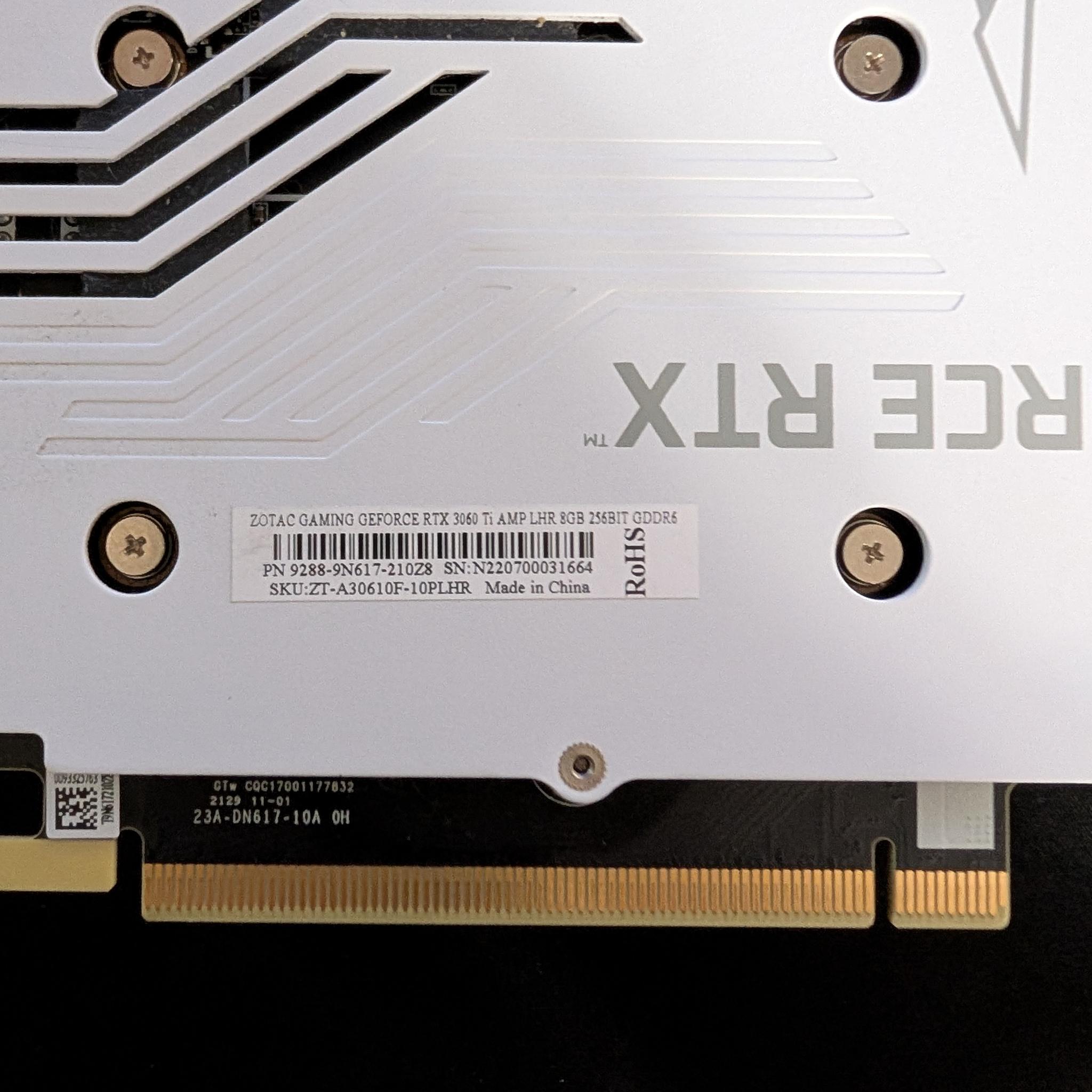 ZOTAC GeForce RTX 3060 Ti AMP White Edition LHR 8GB GDDR6 Graphics Card