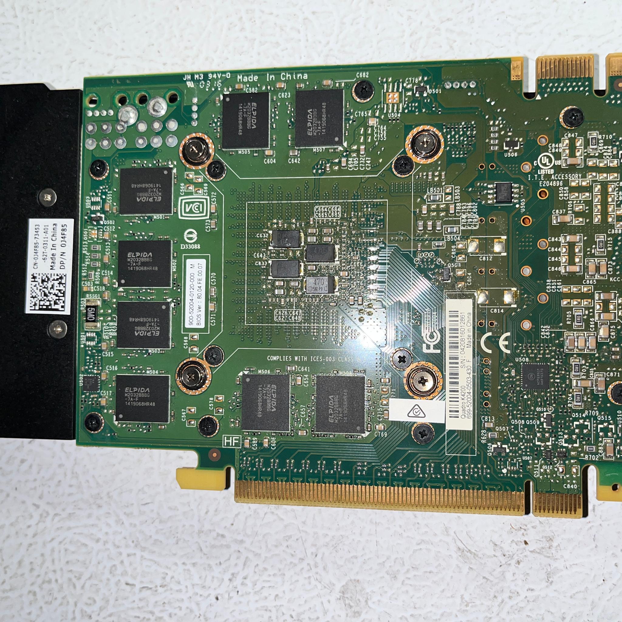 NVIDIA Quadro K4200 4GB GDDR5 Workstation GPU – DP & DVI – Tested & Working