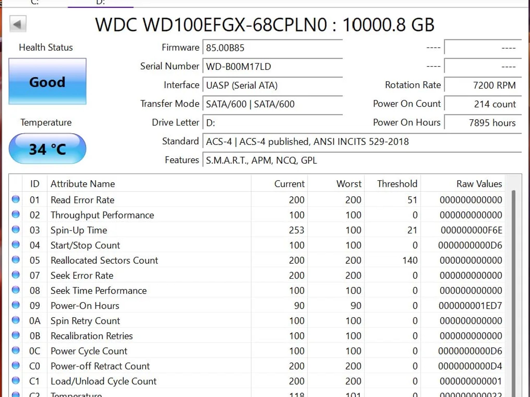 WD Red Plus 10TB HDD - SMART Good