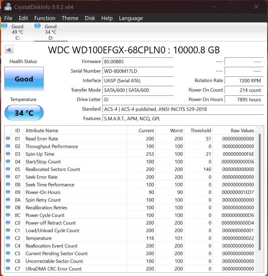 WD Red Plus 10TB HDD - SMART Good