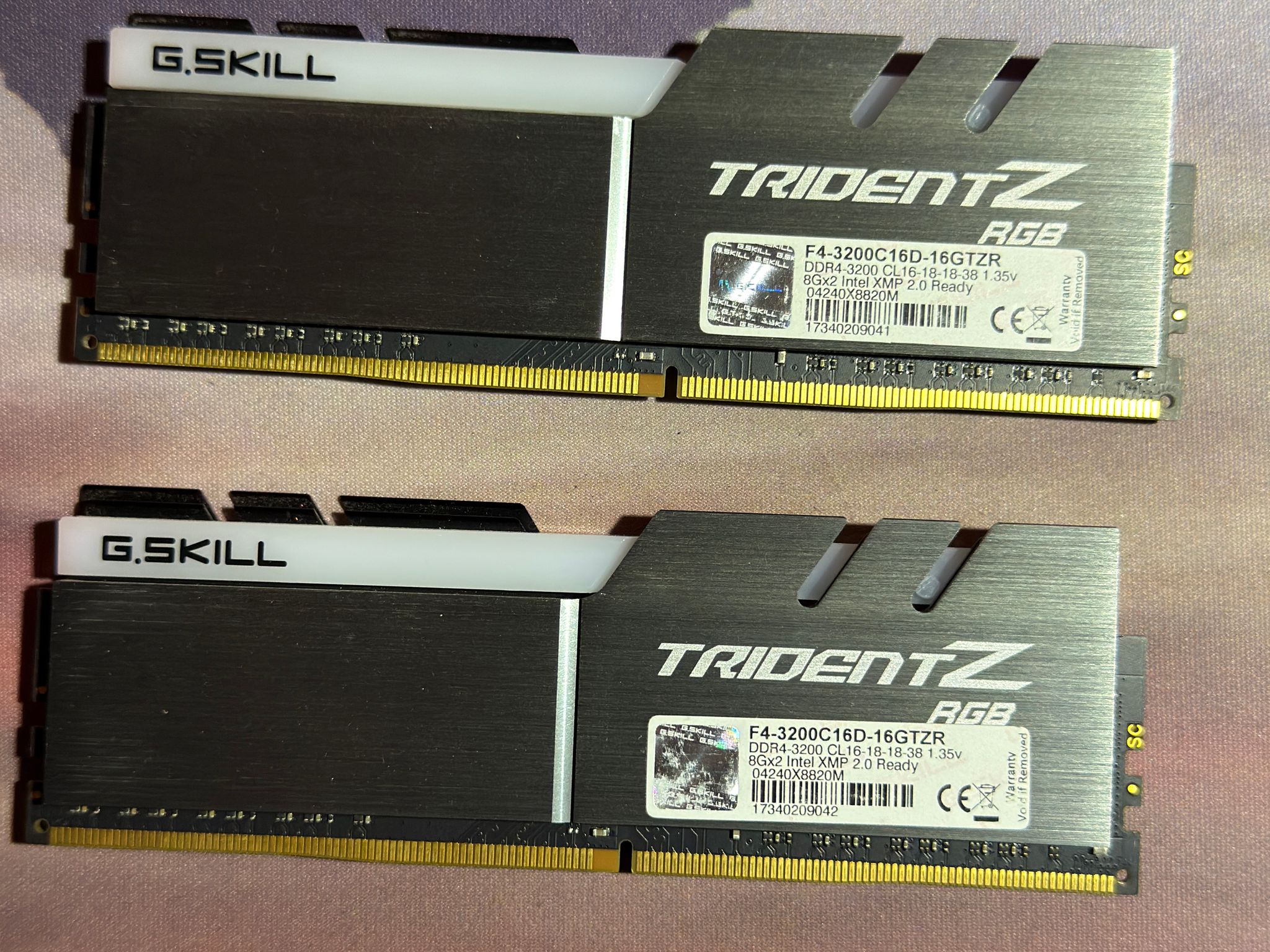 G.SKILL Trident Z RGB 16GB (2x8GB) DDR4-3200 CL16 Desktop RAM Kit - Used, Excellent Condition