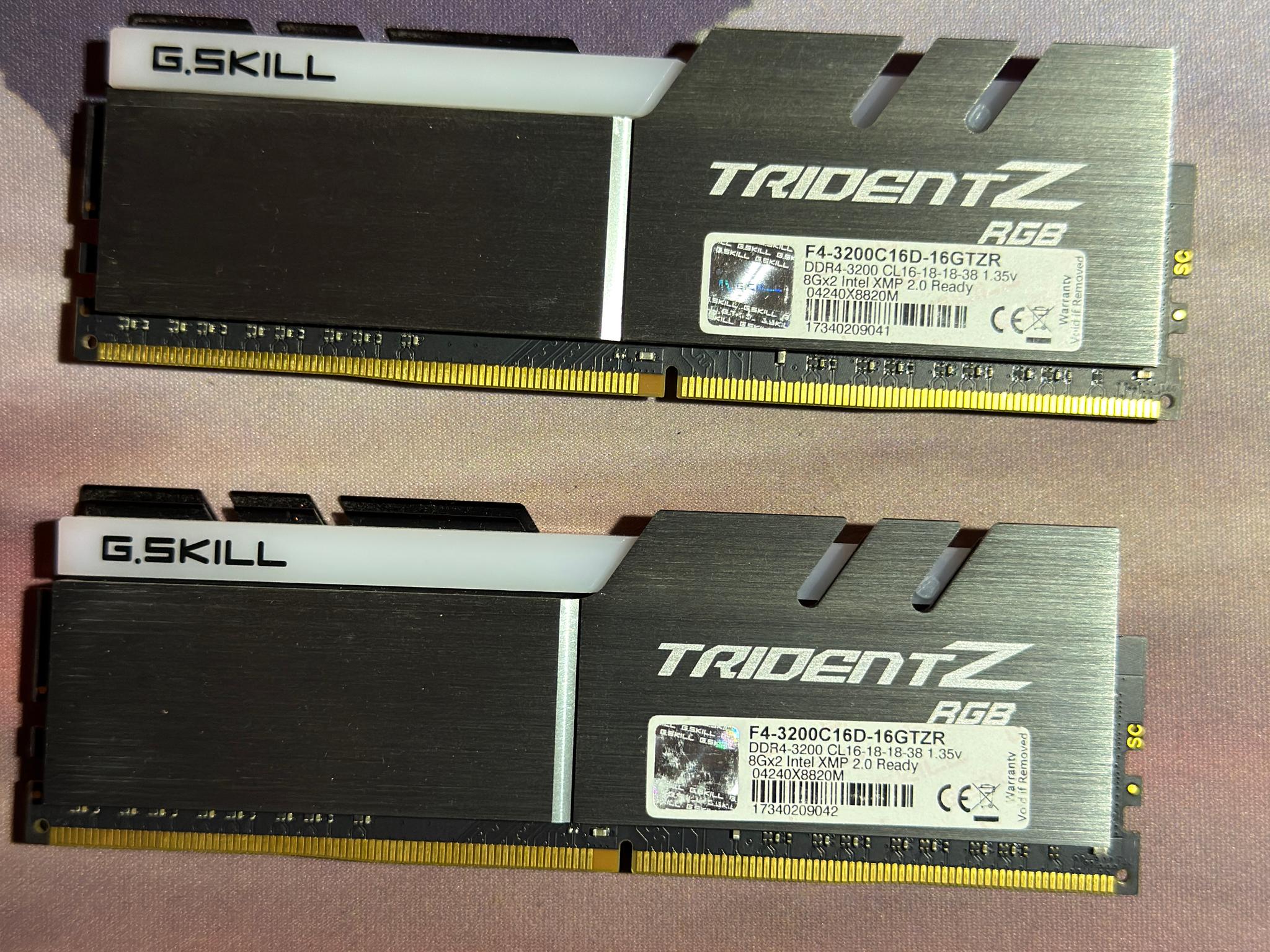 G.SKILL Trident Z RGB 16GB (2x8GB) DDR4-3200 CL16 Desktop RAM Kit - Used, Excellent Condition
