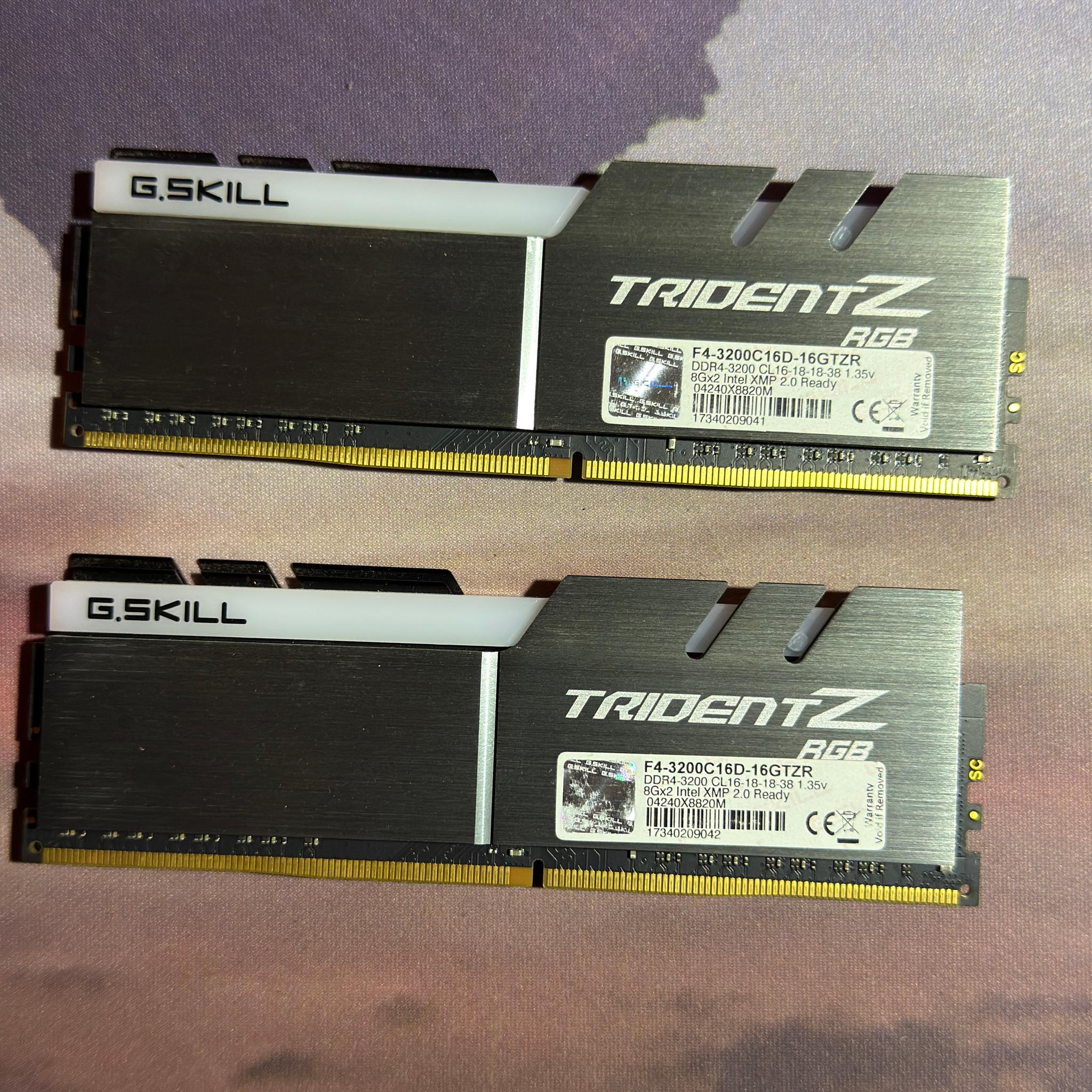G.SKILL Trident Z RGB 16GB (2x8GB) DDR4-3200 CL16 Desktop RAM Kit - Used, Excellent Condition