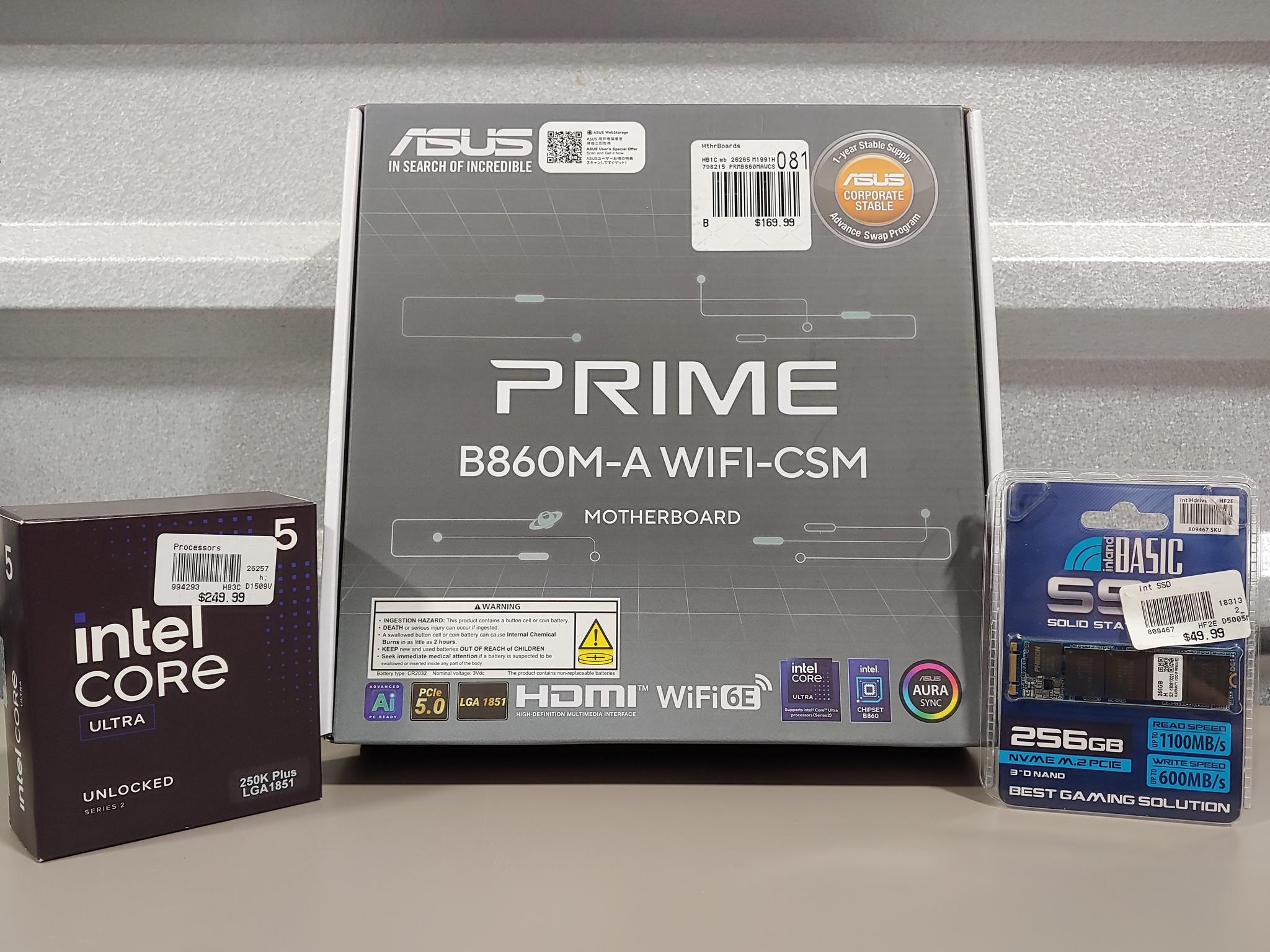 NEW Intel Core Ultra 5 250K Plus + ASUS PRIME B860M-A WiFi-CSM Bundle + Bonus SSD