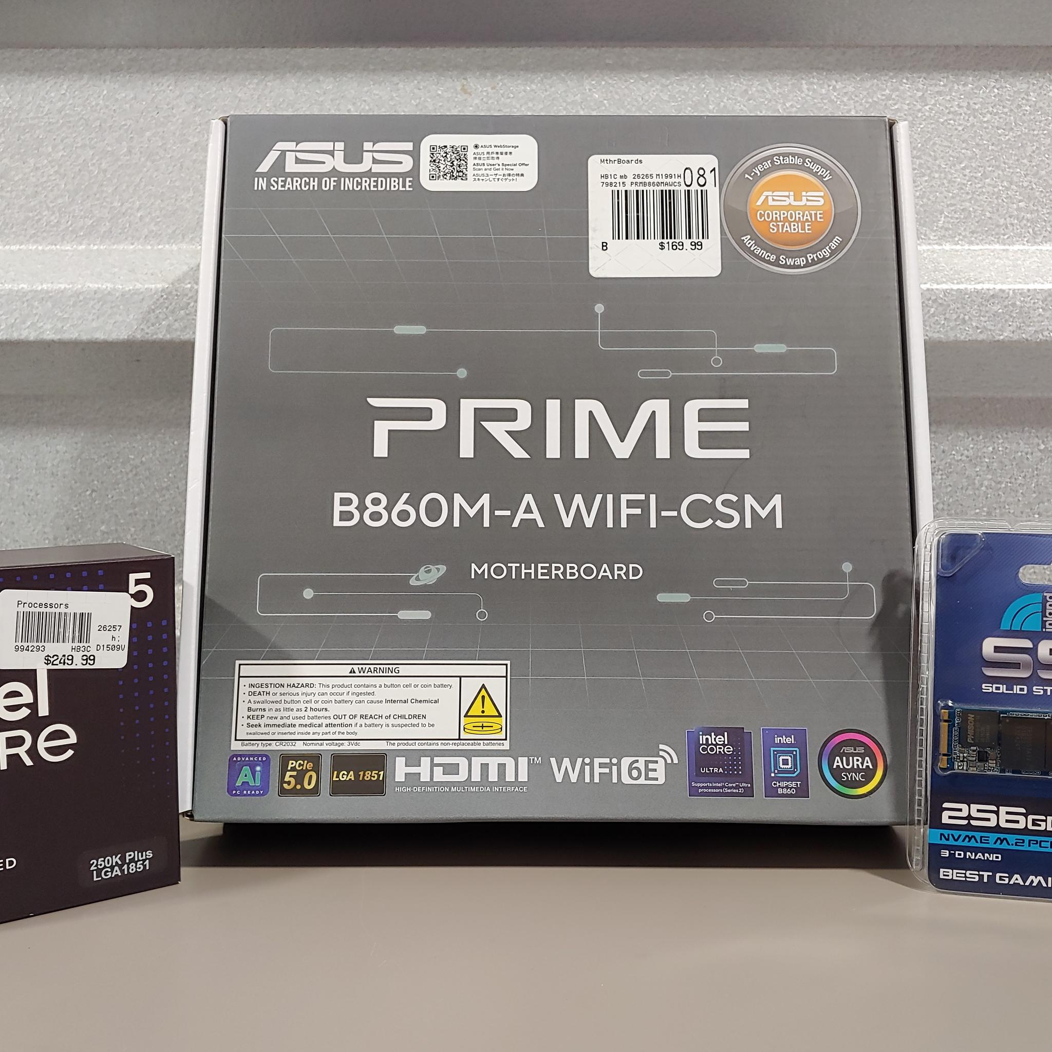 NEW Intel Core Ultra 5 250K Plus + ASUS PRIME B860M-A WiFi-CSM Bundle + FREE SSD