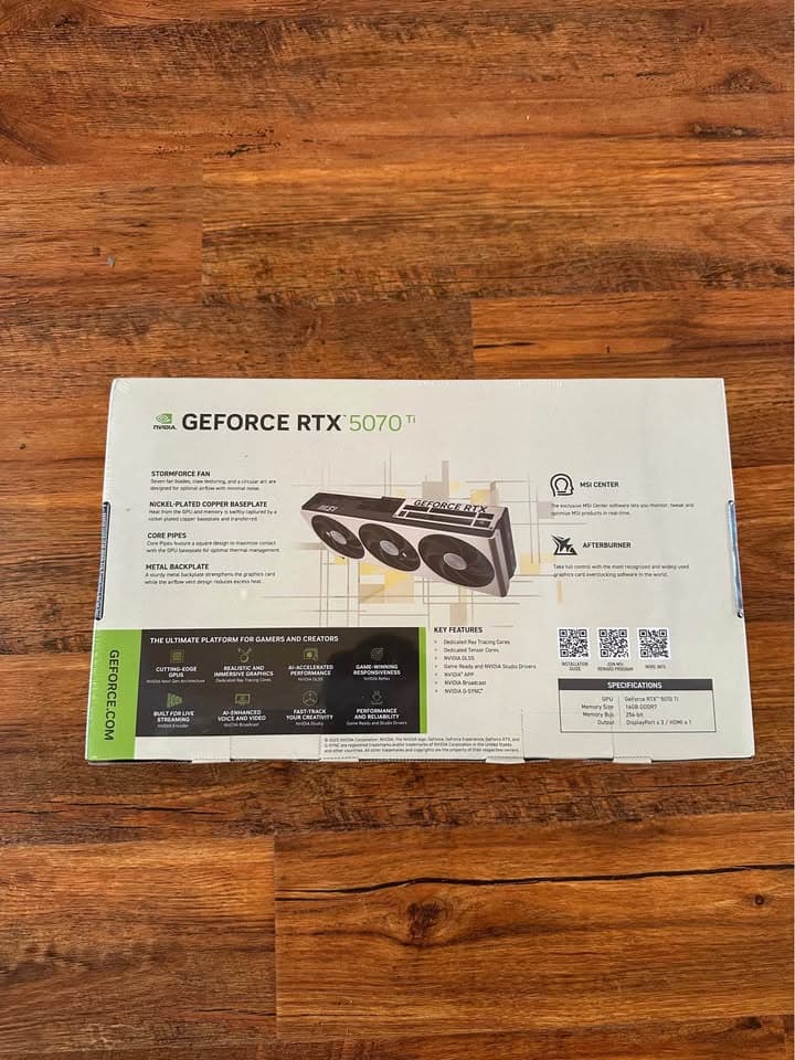BNIB MSI GeForce RTX 5070 Ti 16G INSPIRE 3X OC PLUS
