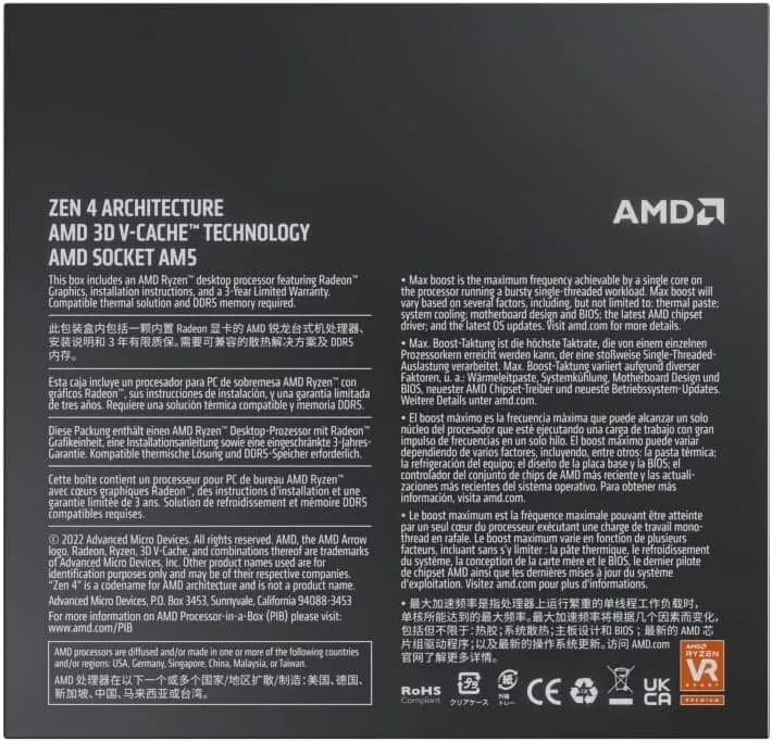 AMD Ryzen 5 7600X3D Raphael AM5 4.1GHz 6-Core Boxed Processor
