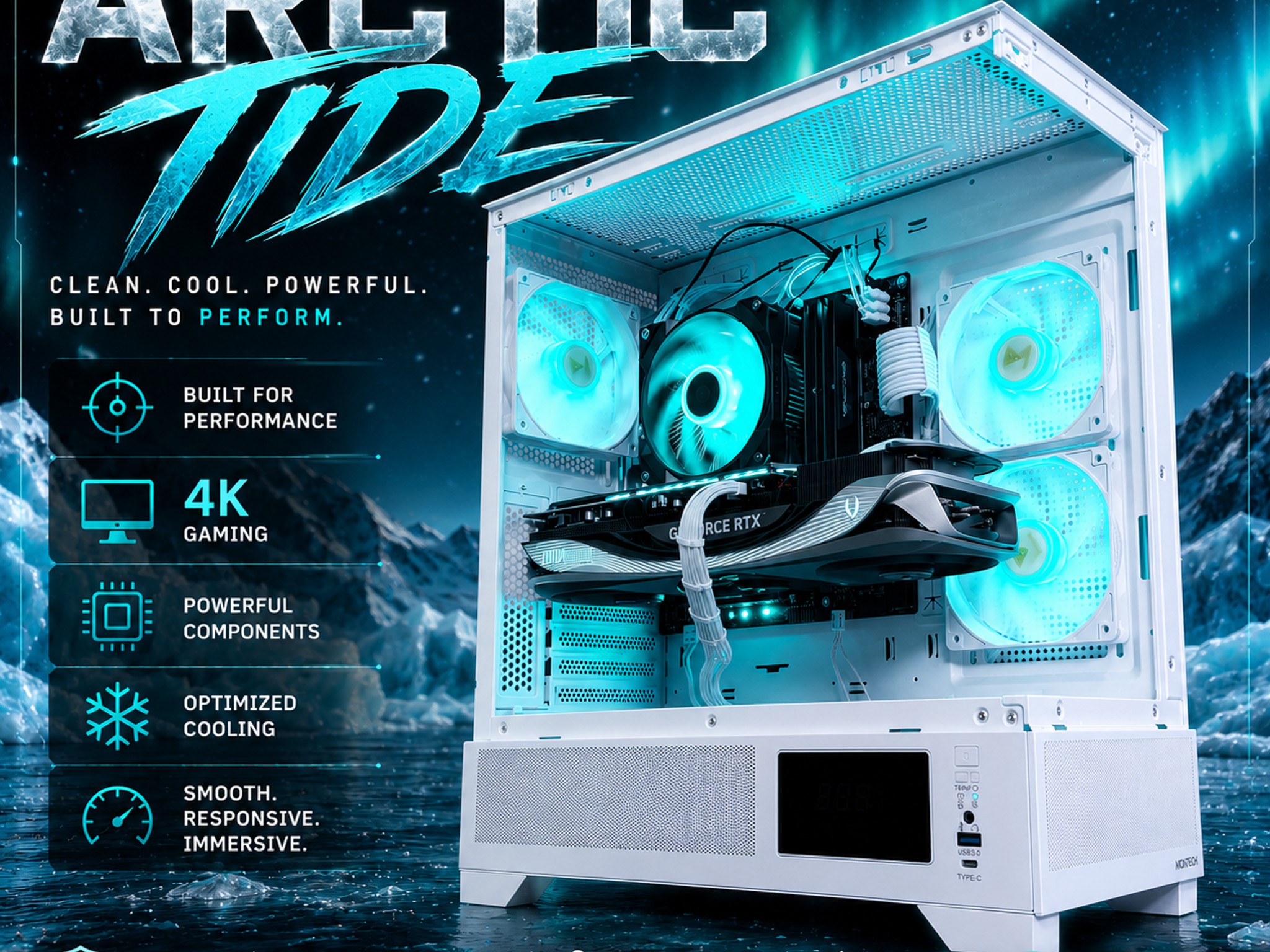 ❄️"Artic Tide "❄️| 4k Gaming | RTX 4070 Ti AMP Extreme  | i7 12700F | 32B DDR5 Ram | 1TB Storage