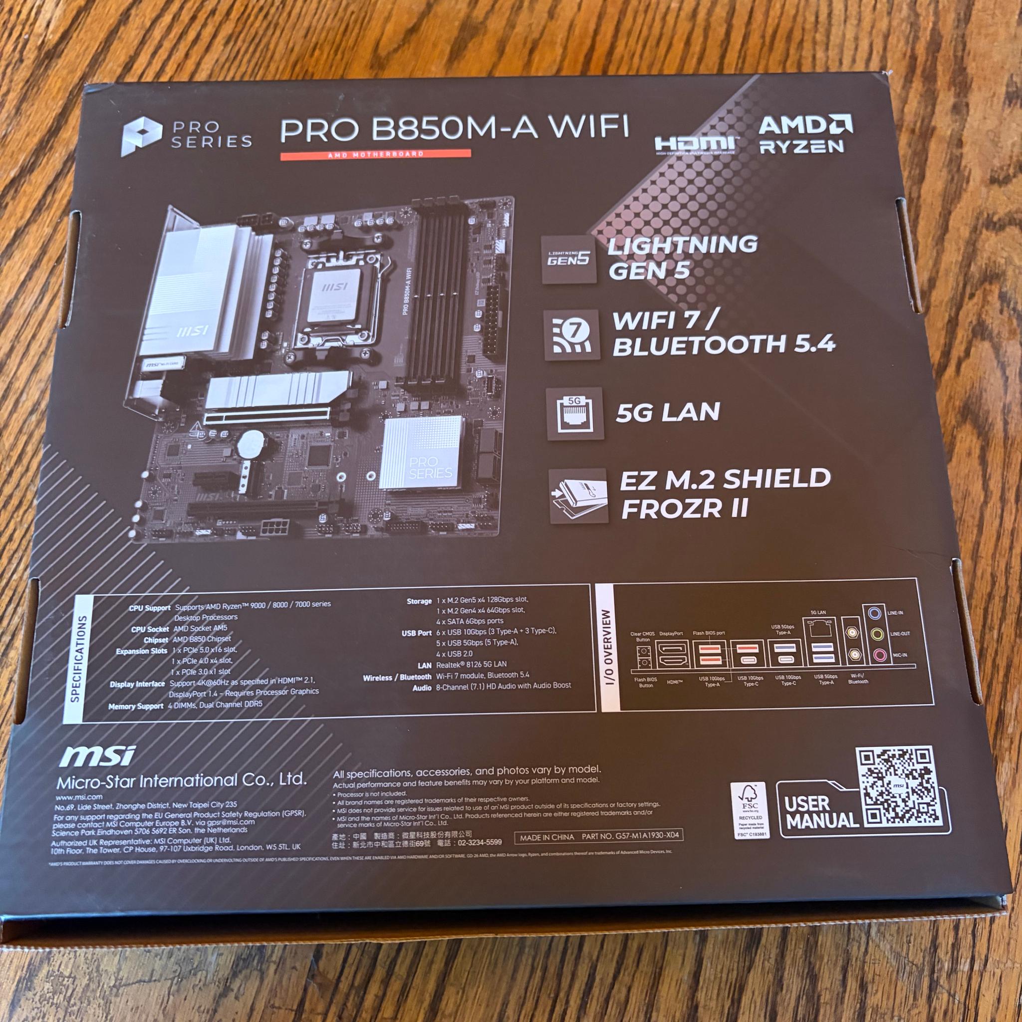 MSI PRO B850M-A WIFI
