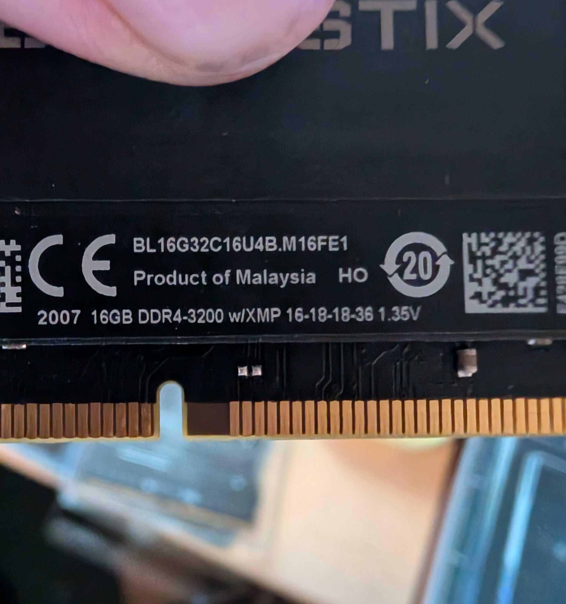 Crucial Ballistix 32GB 2x16GB (Two Sticks) DDR4-3200 Desktop RAM BL16G32C16U4B.M16FE 1.35V