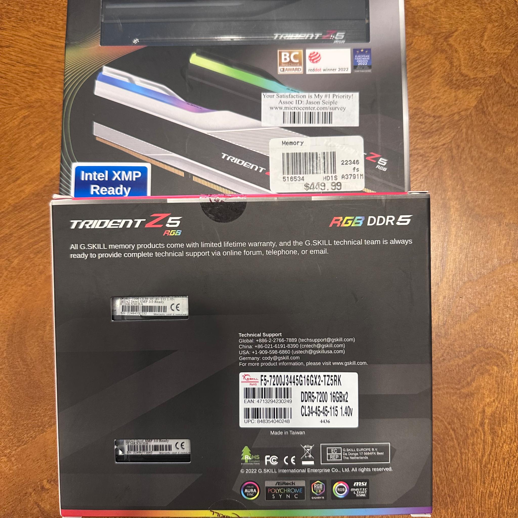 On Sale!🔥 Used G.SKILL Trident Z5 RGB Series 32GB (2 x 16GB) 288-Pin PC RAM DDR5 7200 Desktop Memory