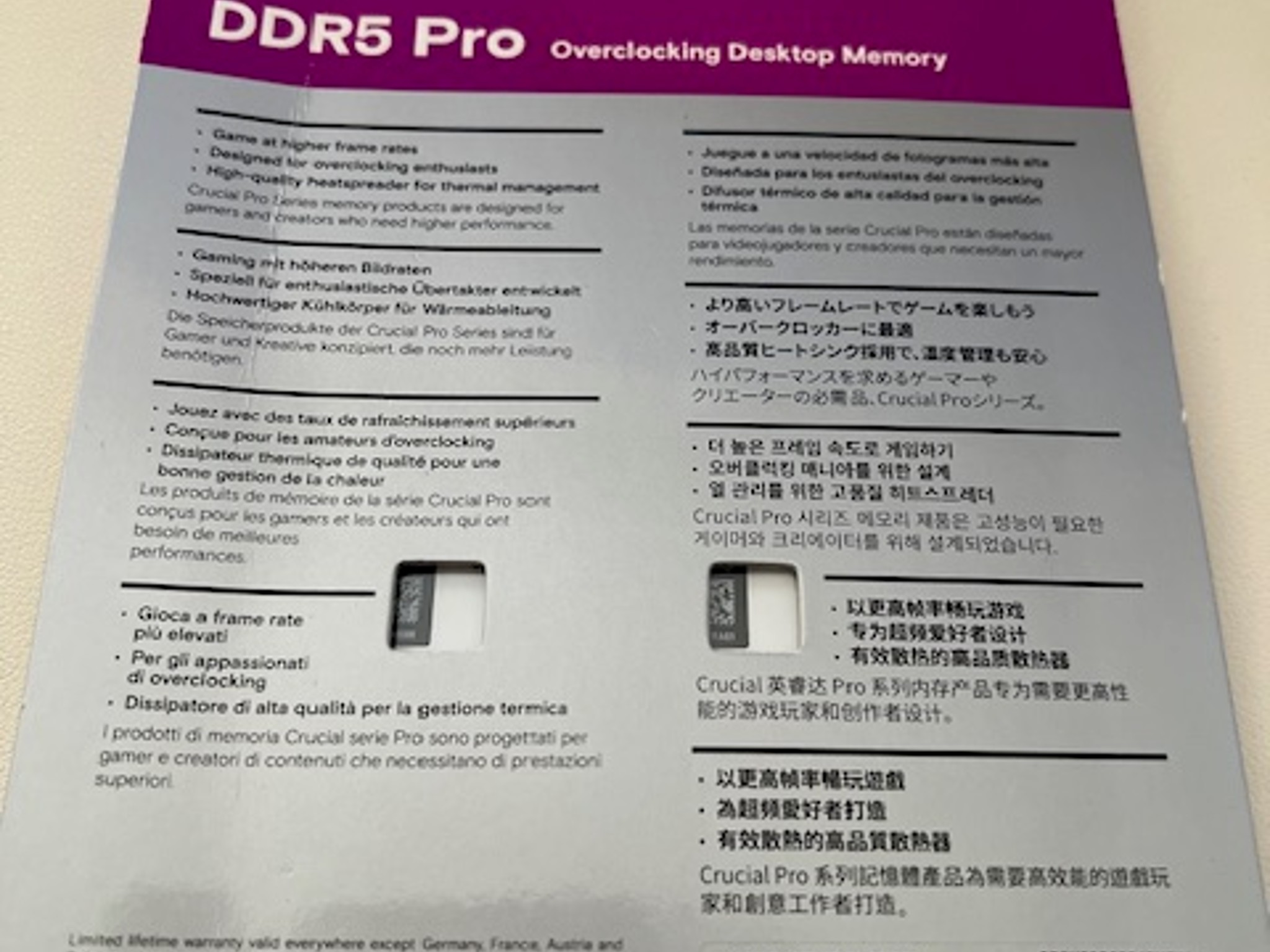 64 GB DDR5 Crucial Ram-White Color