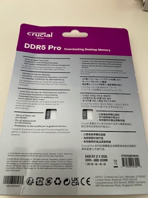 64 GB DDR5 Crucial Ram-White Color