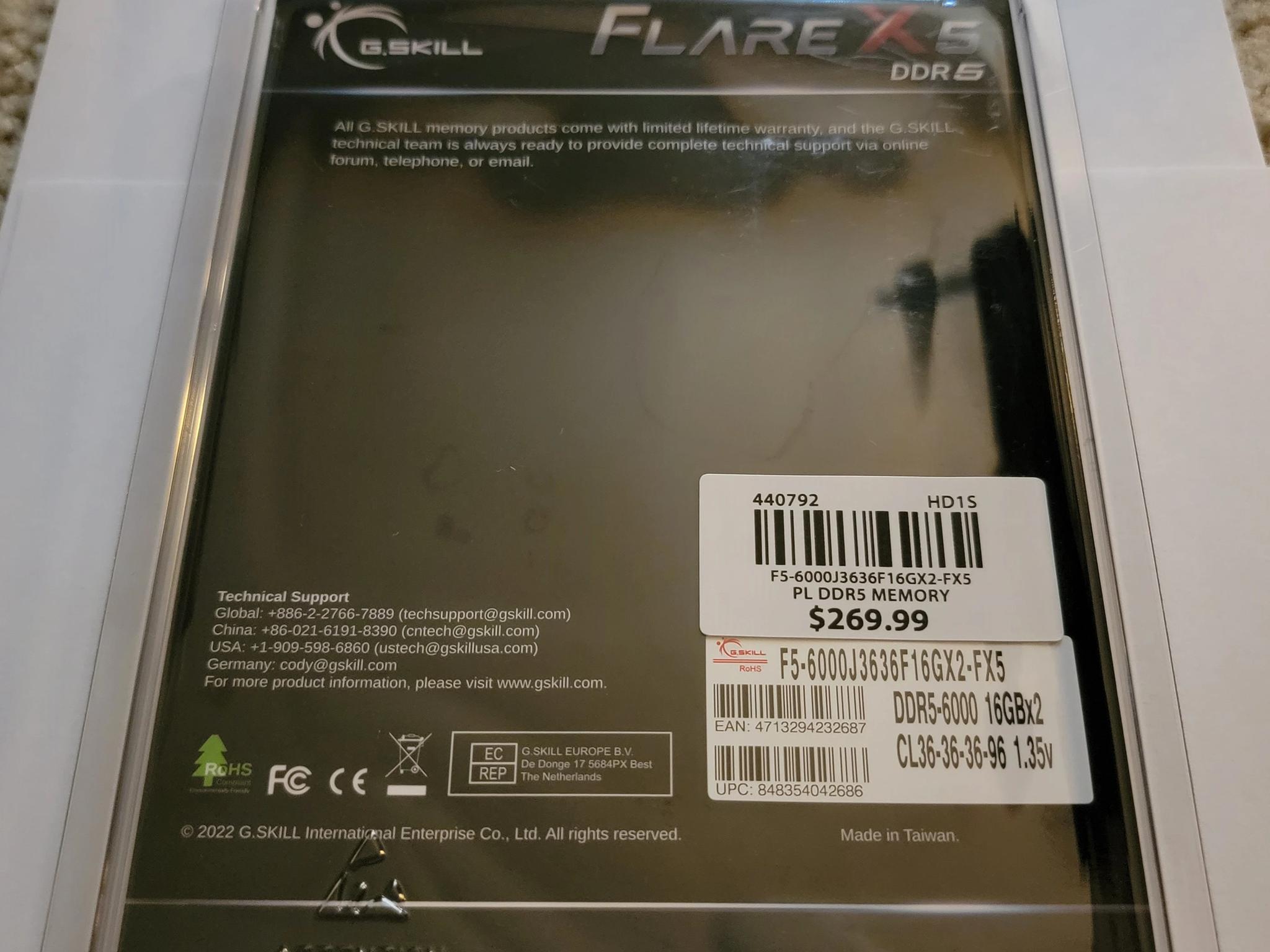 G.Skill Flare X5 32GB (2 x 16GB) DDR5 6000Mhz CL36-36-36-96 Brand New