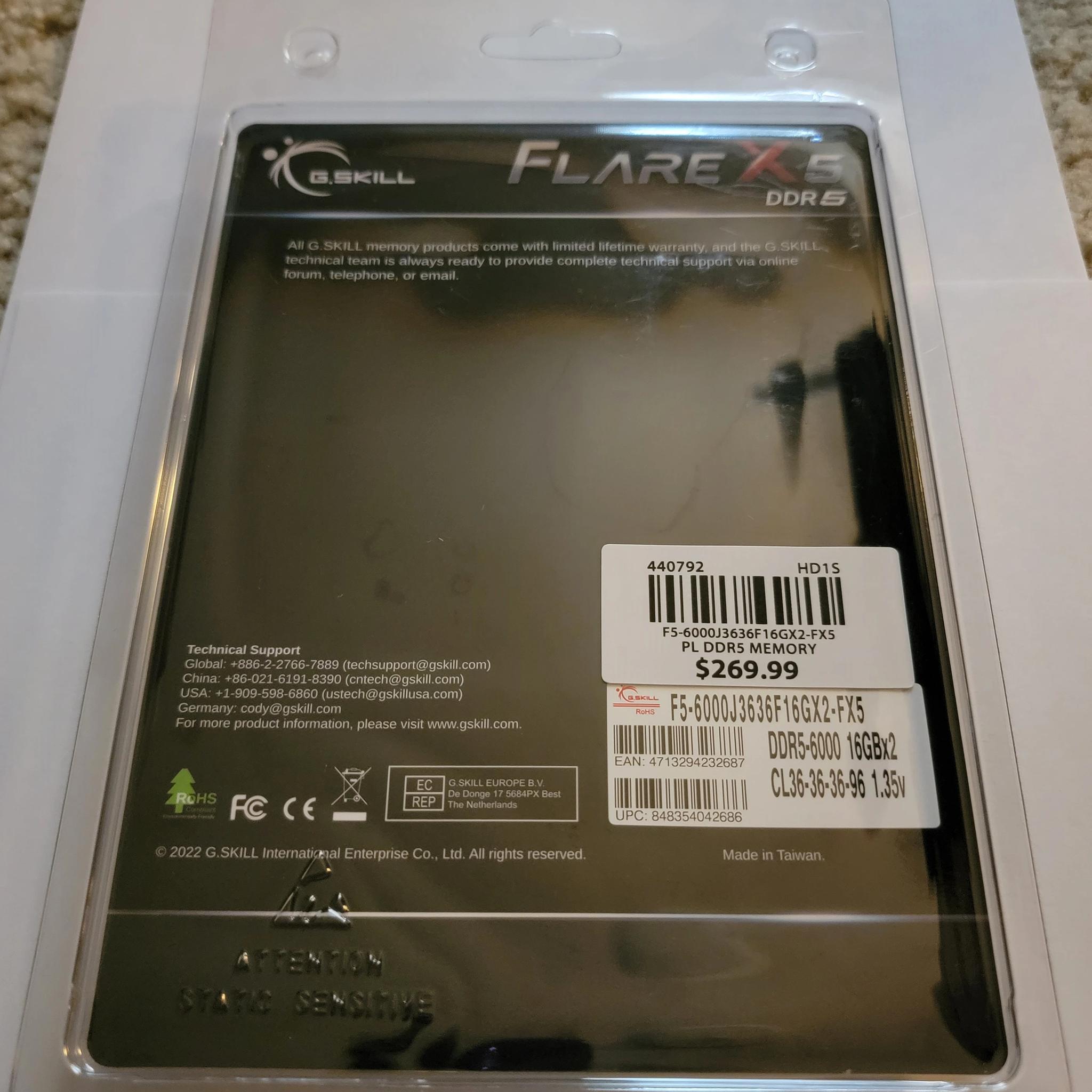 G.Skill Flare X5 32GB (2 x 16GB) DDR5 6000Mhz CL36-36-36-96 Brand New