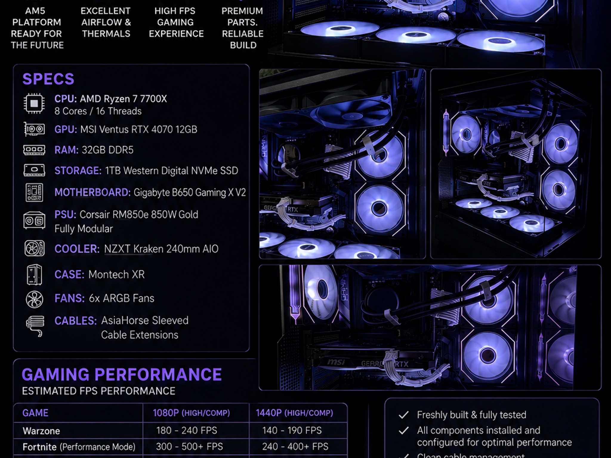 🔥 CUSTOM AM5 FUTURE-PROOF GAMING PC || RYZEN 7700x || RTX 4070 || 32GB Ram || 1 TB Nvme SSD 🔥