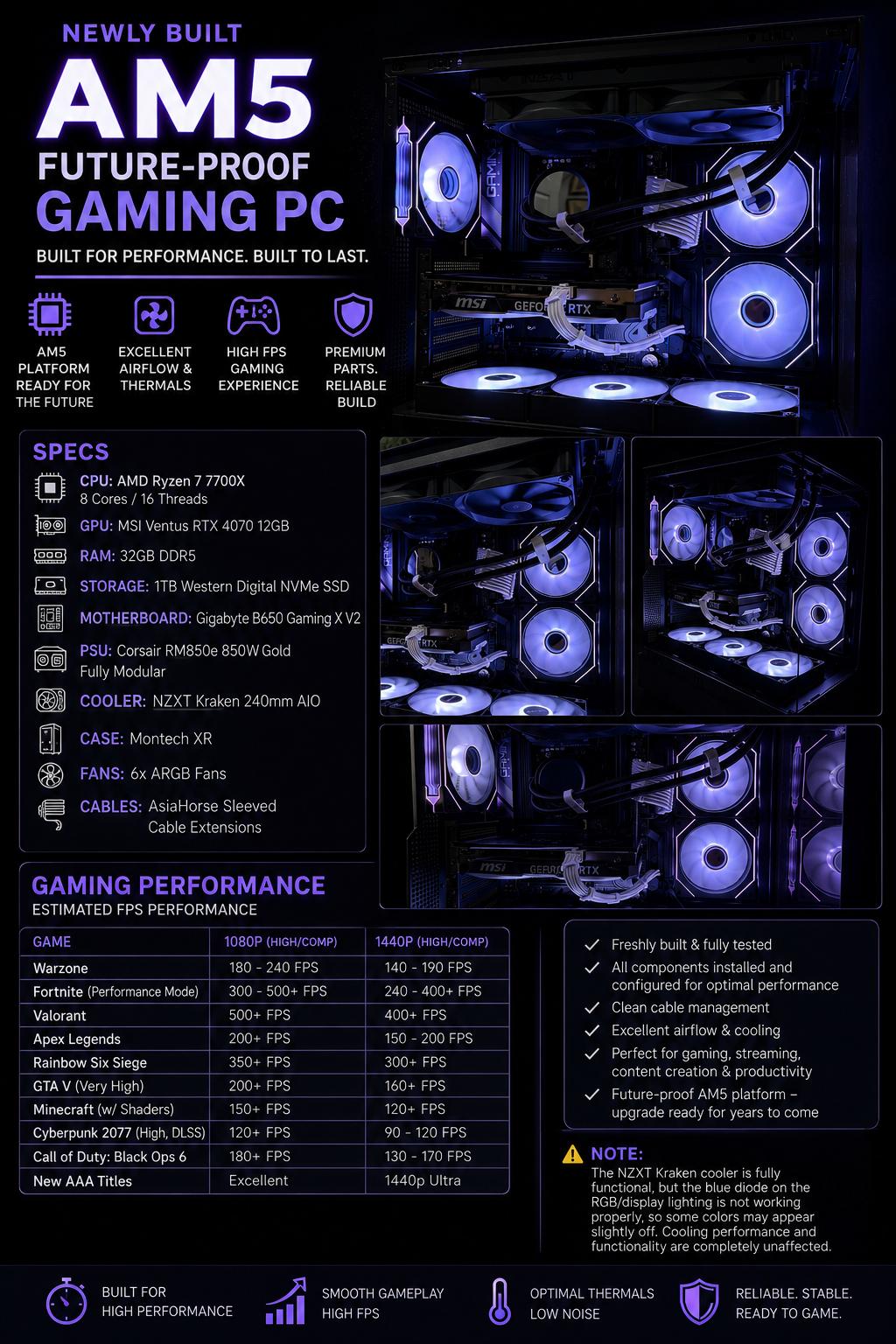 🔥 CUSTOM AM5 FUTURE-PROOF GAMING PC || RYZEN 7700x || RTX 4070 || 32GB Ram || 1 TB Nvme SSD 🔥