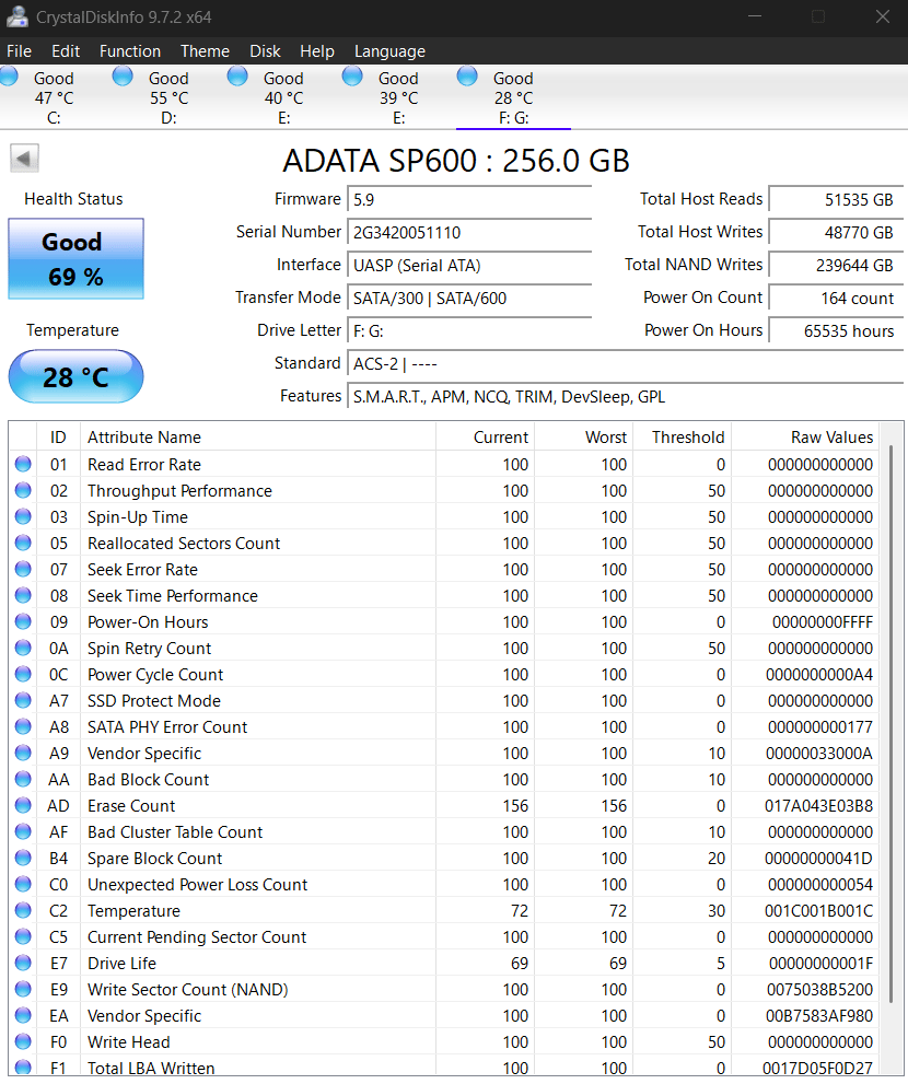 ADATA 256GB SSD