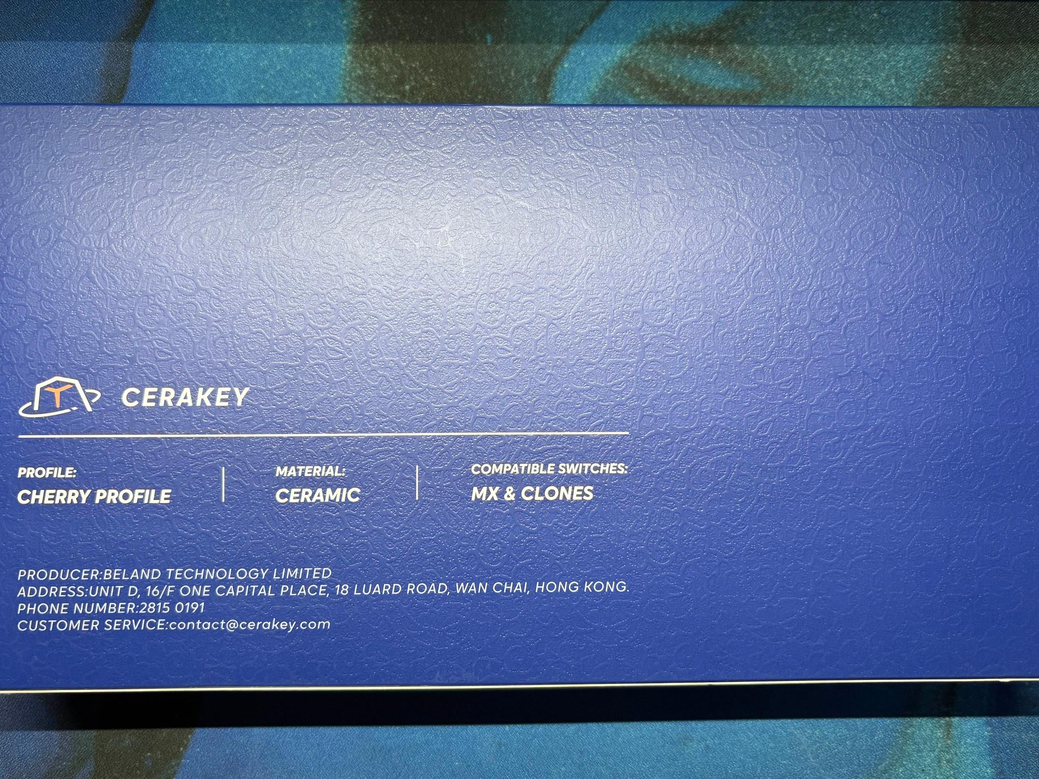 Cerakey Ceramic "Indigo Blue" V2 Keycaps w/ Legends + Dragon Novelty/Tactile F&J