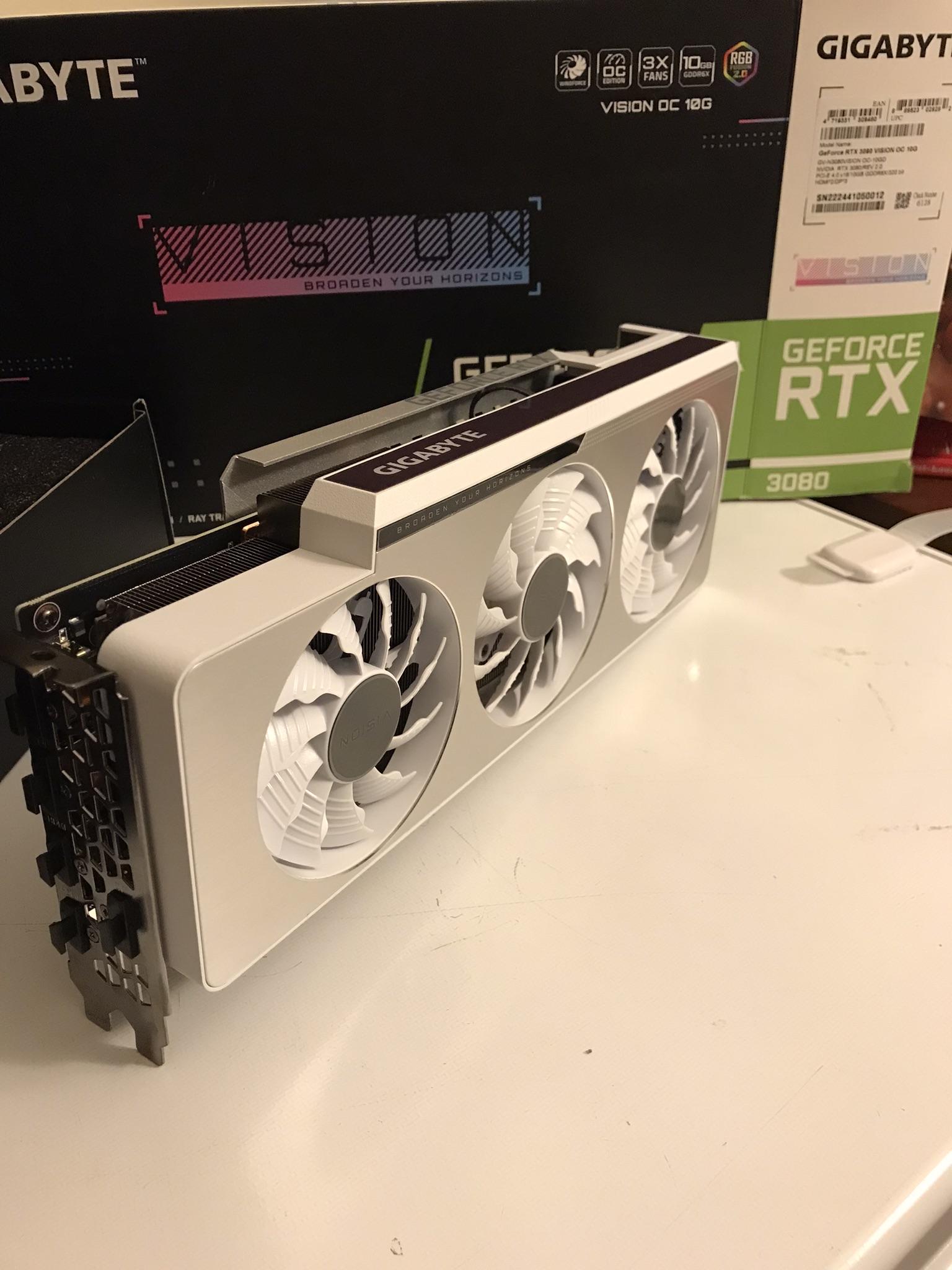 GIGABYTE GeForce RTX 3080 VISION OC 10GB GDDR6X V2 LHR Graphics Card- White