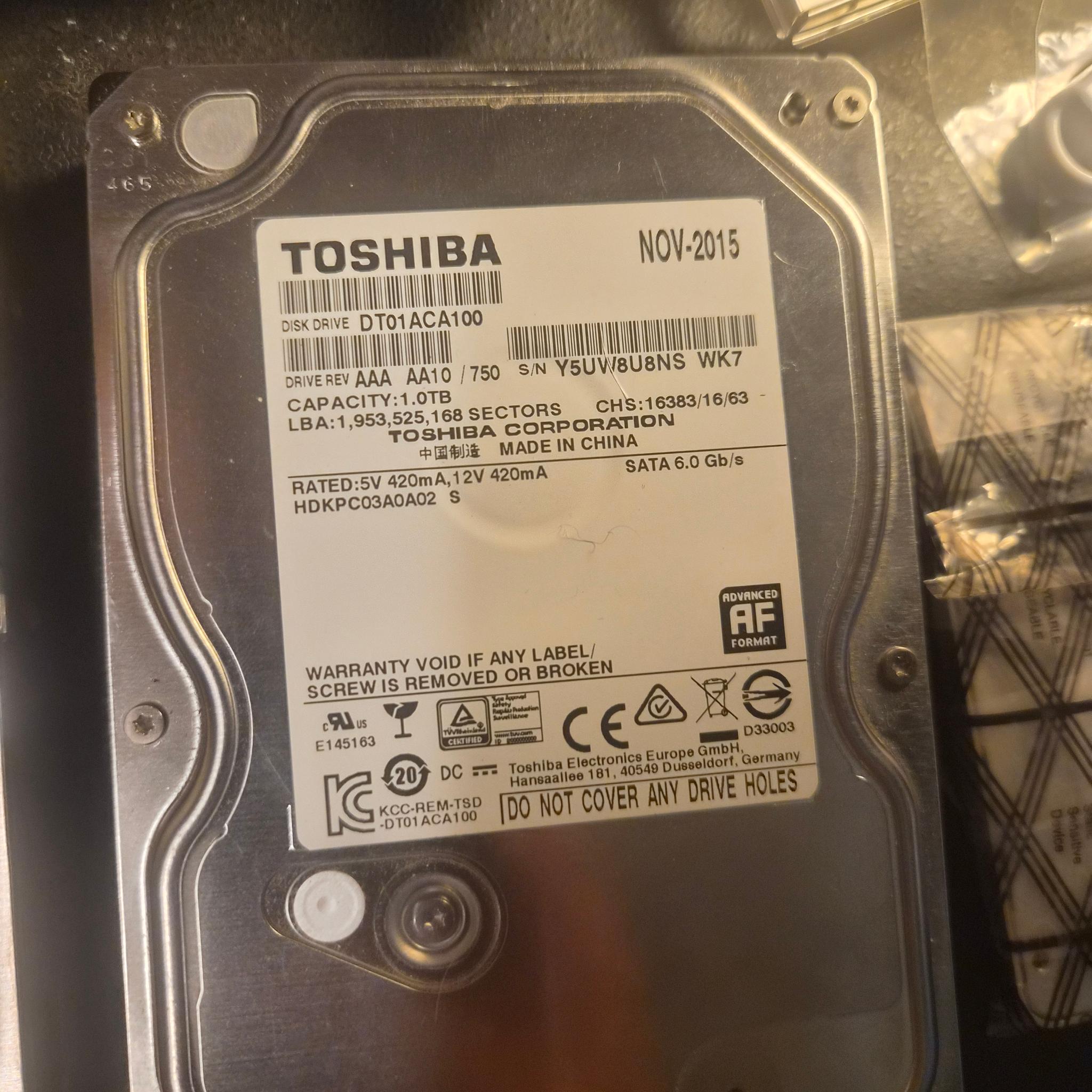 Toshiba 1TB SATA HDD