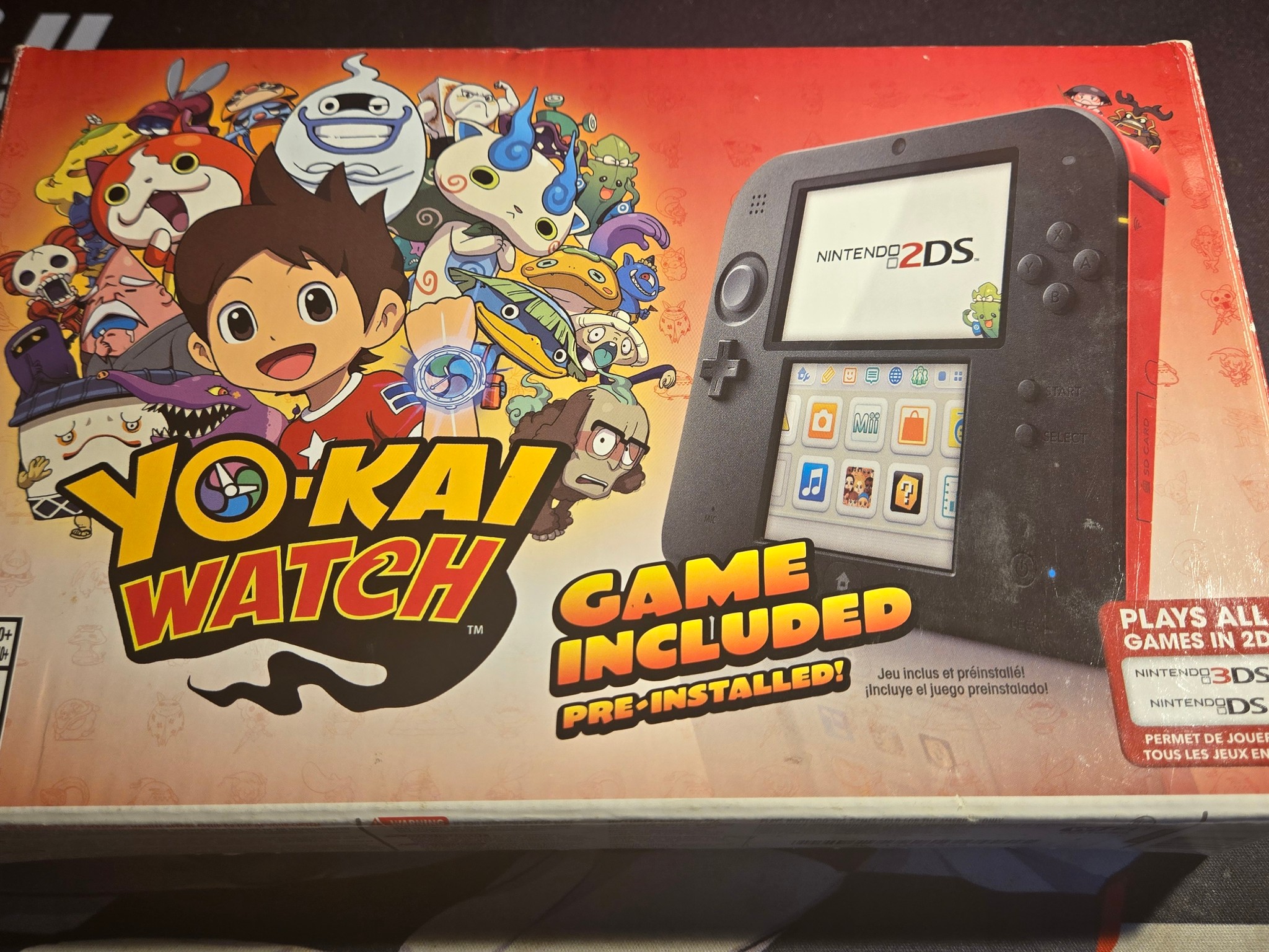 CUSTOM USED Nintendo 2DS Black/Red Handheld Console, Yo-Kai Watch Edition