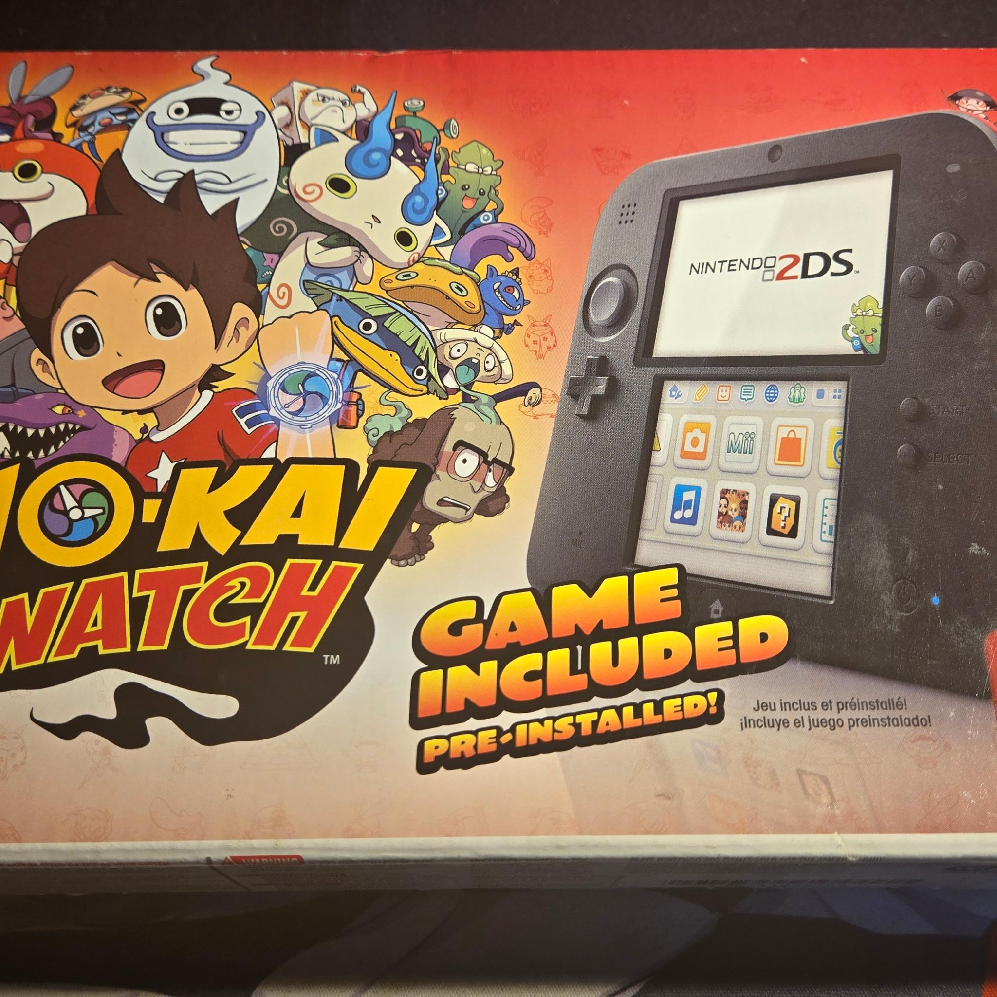 CUSTOM USED Nintendo 2DS Black/Red Handheld Console, Yo-Kai Watch Edition