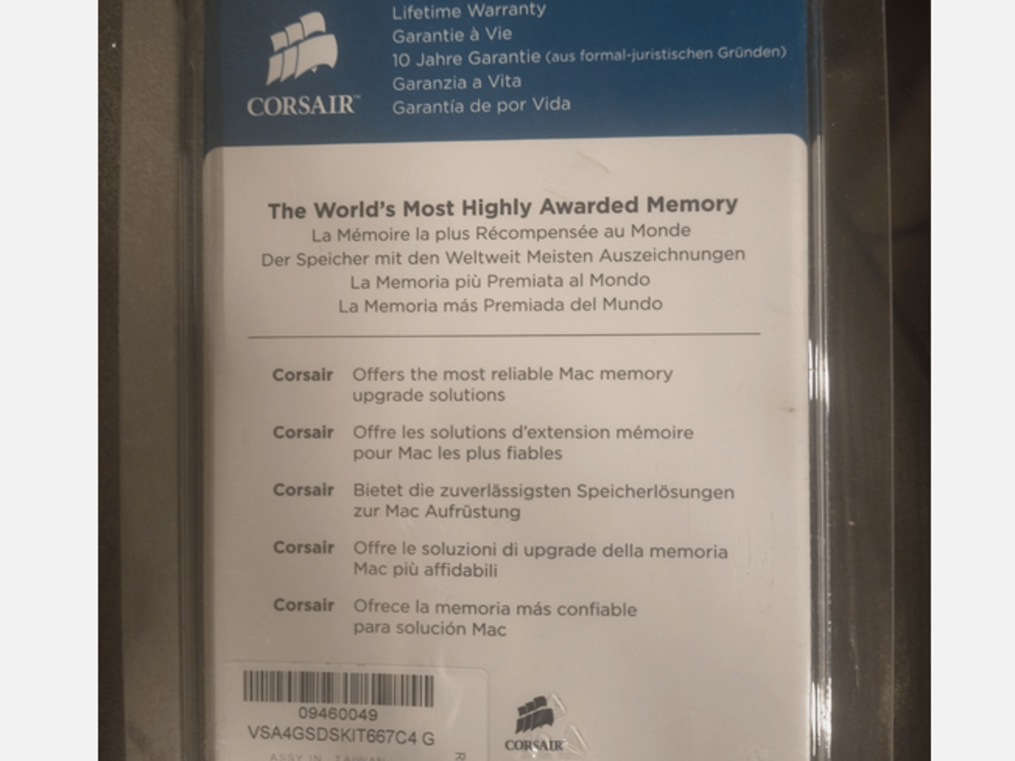 Corsair 2 x 2GB DDR2 SDRAM Mac Memory UNOPENED