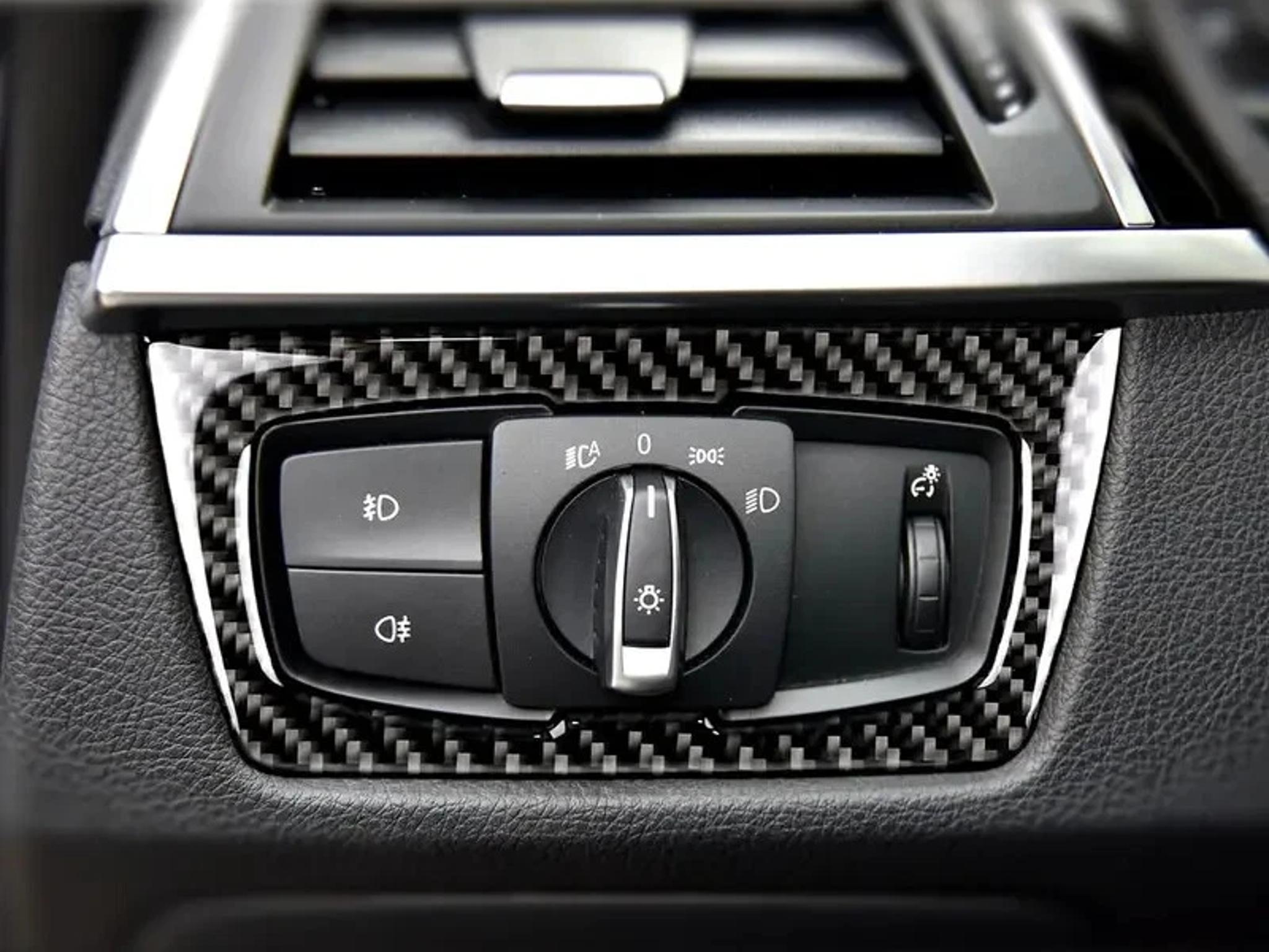 Carbon Fiber Headlight Control Decorative Sticker for BMW 3 Series (2013-2017)