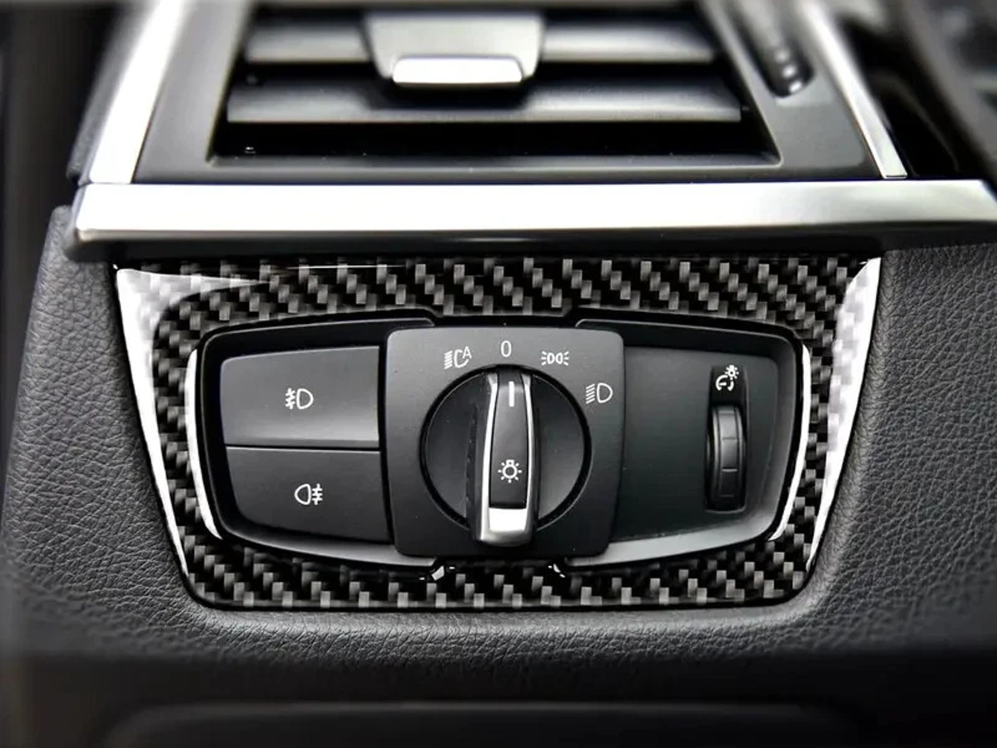 Carbon Fiber Headlight Control Decorative Sticker for BMW 3 Series (2013-2017)