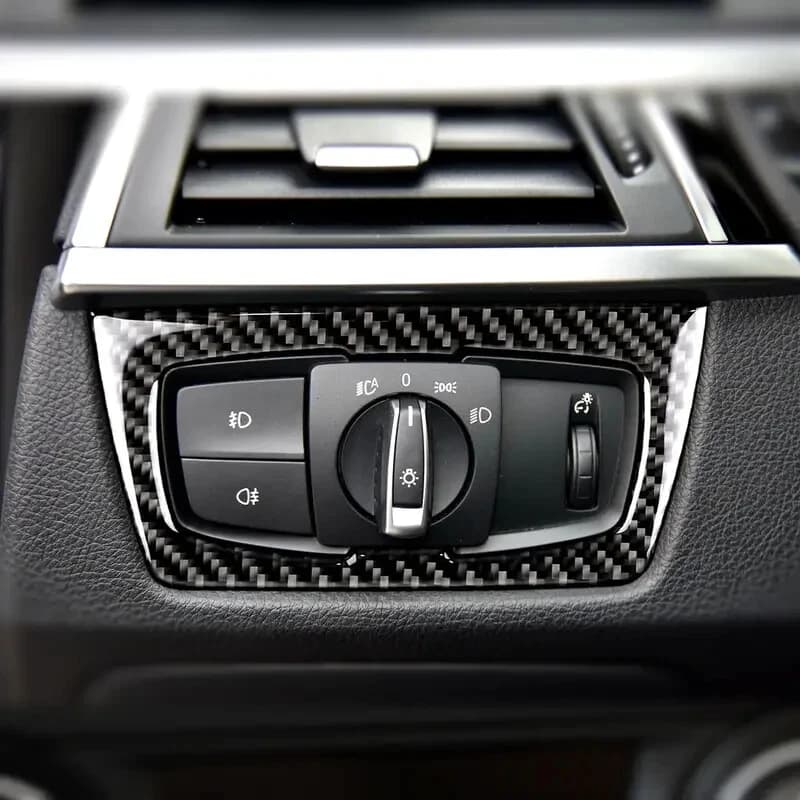 Carbon Fiber Headlight Control Decorative Sticker for BMW 3 Series (2013-2017)