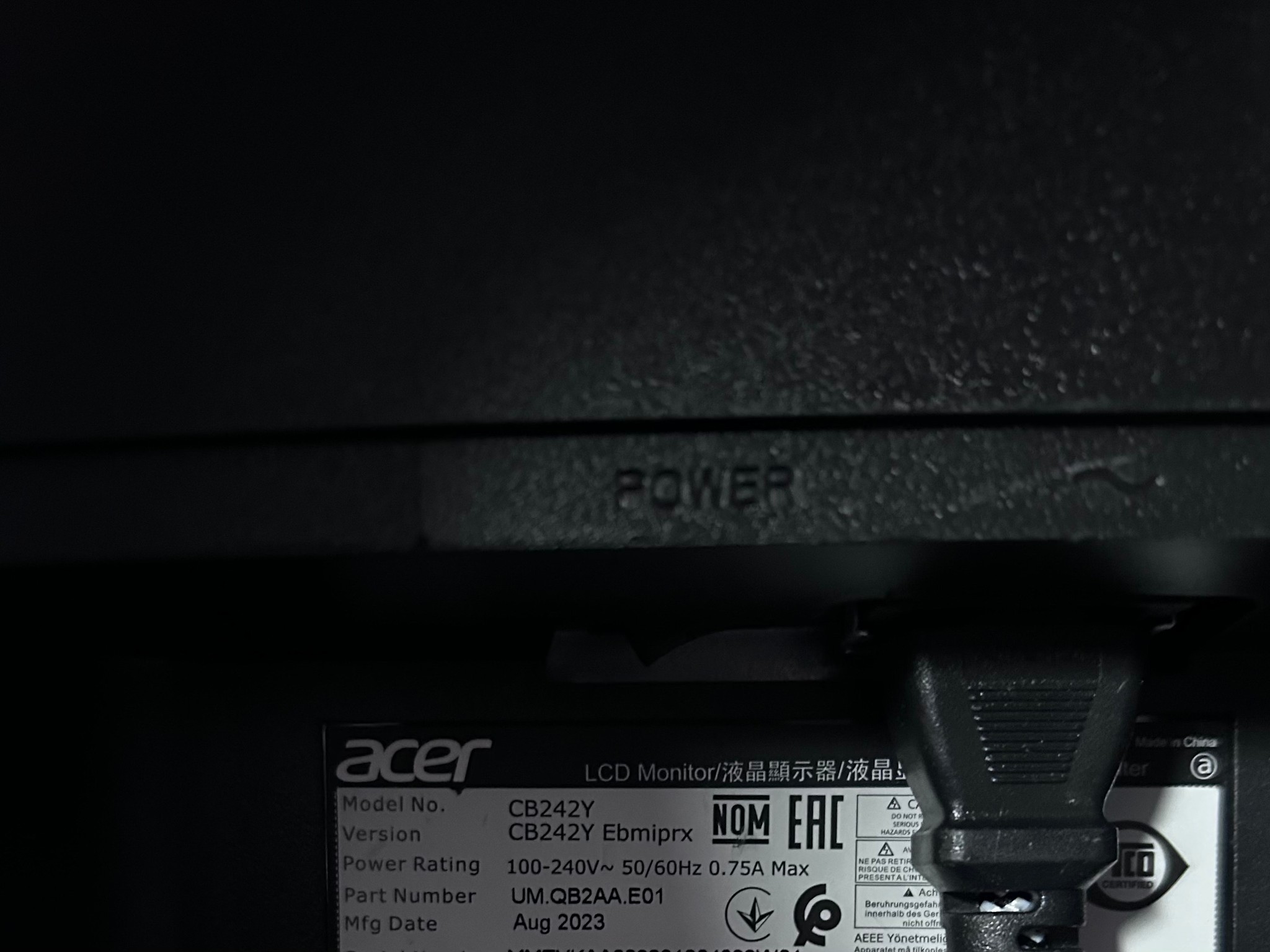 ACER CB242Y Widescreen LED Monitor (100hz) 1920x1080