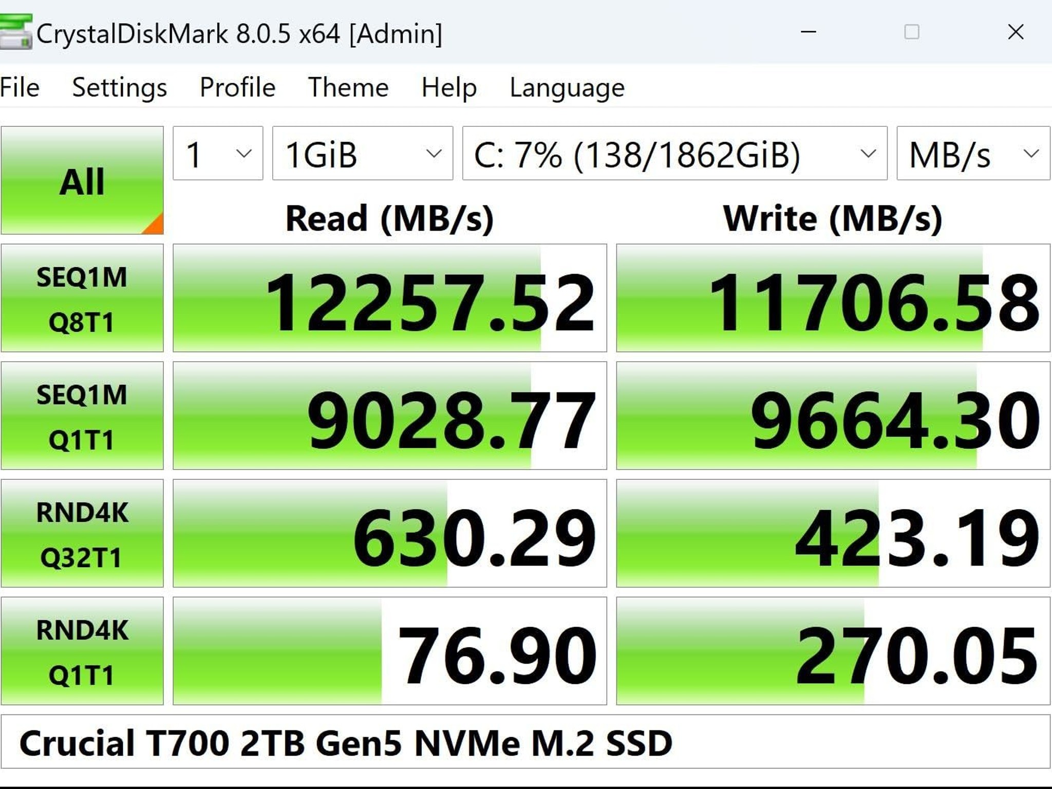 2TB Gen5 NVMe Crucial T700 M.2 SSD - Up to 12,400 MB/s