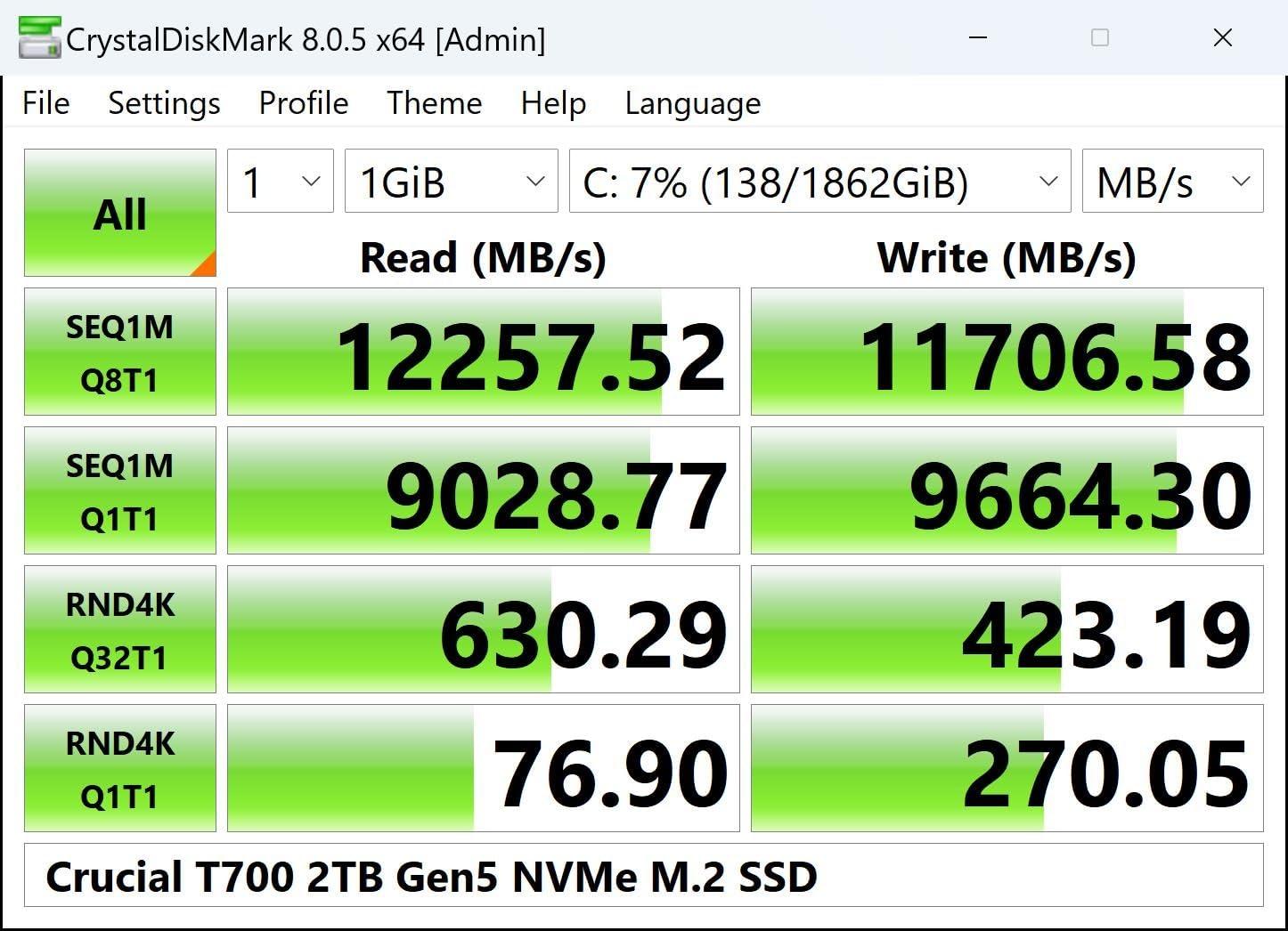 2TB Gen5 NVMe Crucial T700 M.2 SSD - Up to 12,400 MB/s