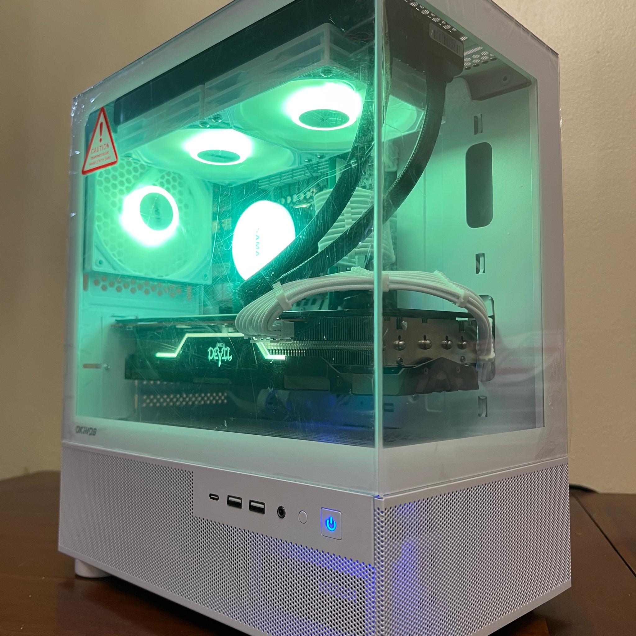 Water Cooled Intel 10 Core White Gaming PC RX 5700xt 8GB 1TB Storage 16GB RAM WIFi WINDOWS 10 Pro