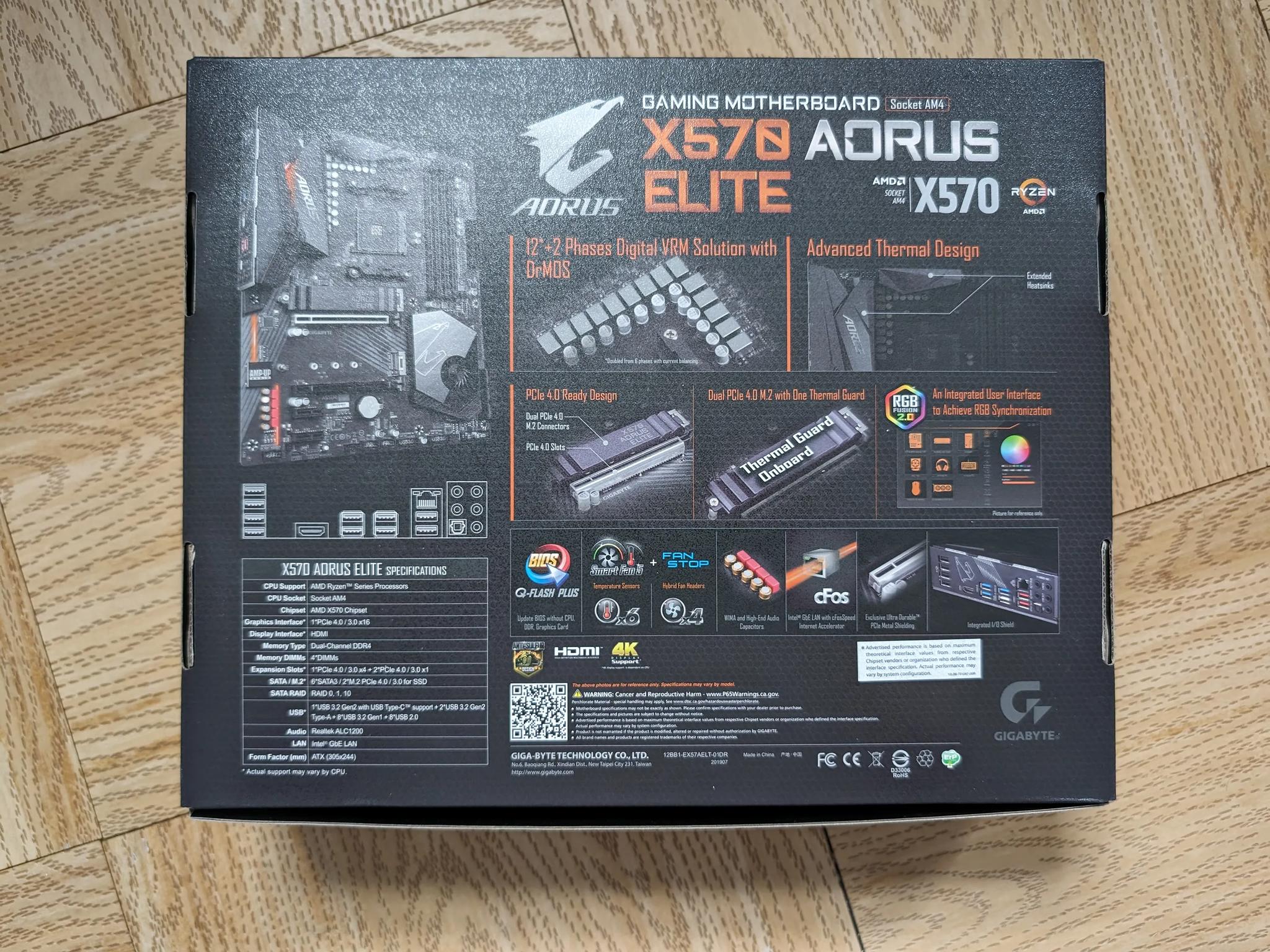 X570 Aorus Elite AMD Ryzen AM4 Gaming Motherboard