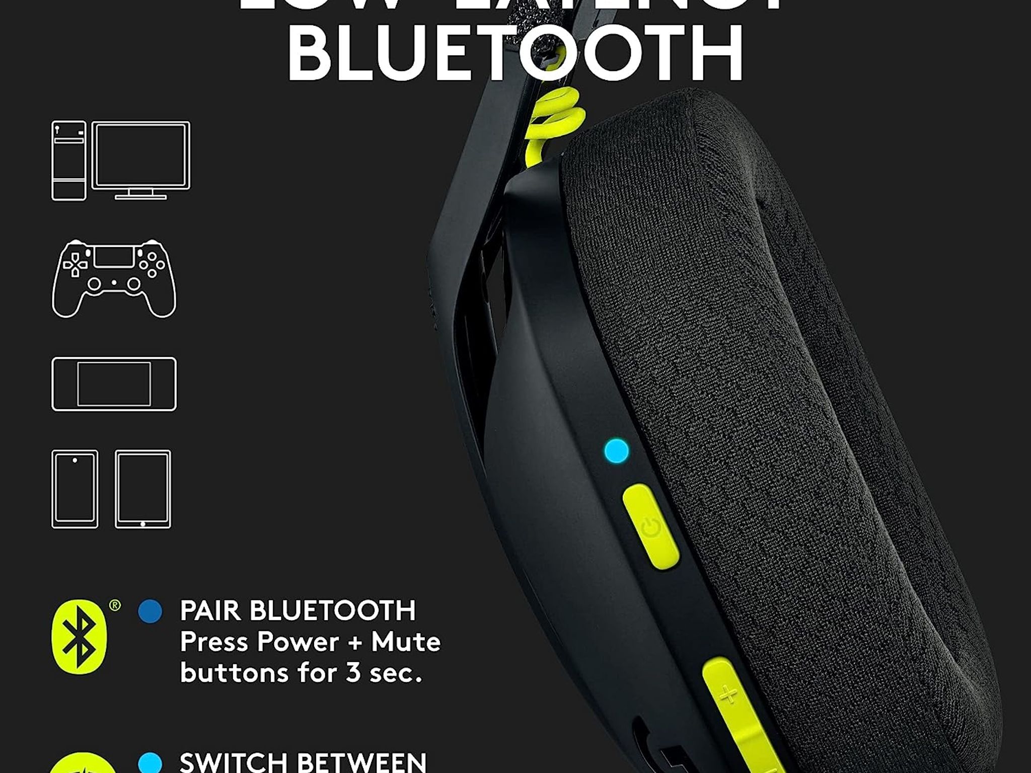 Logitech G435 LIGHTSPEED Wireless Bluetooth Gaming Headset - Black/Yellow - New