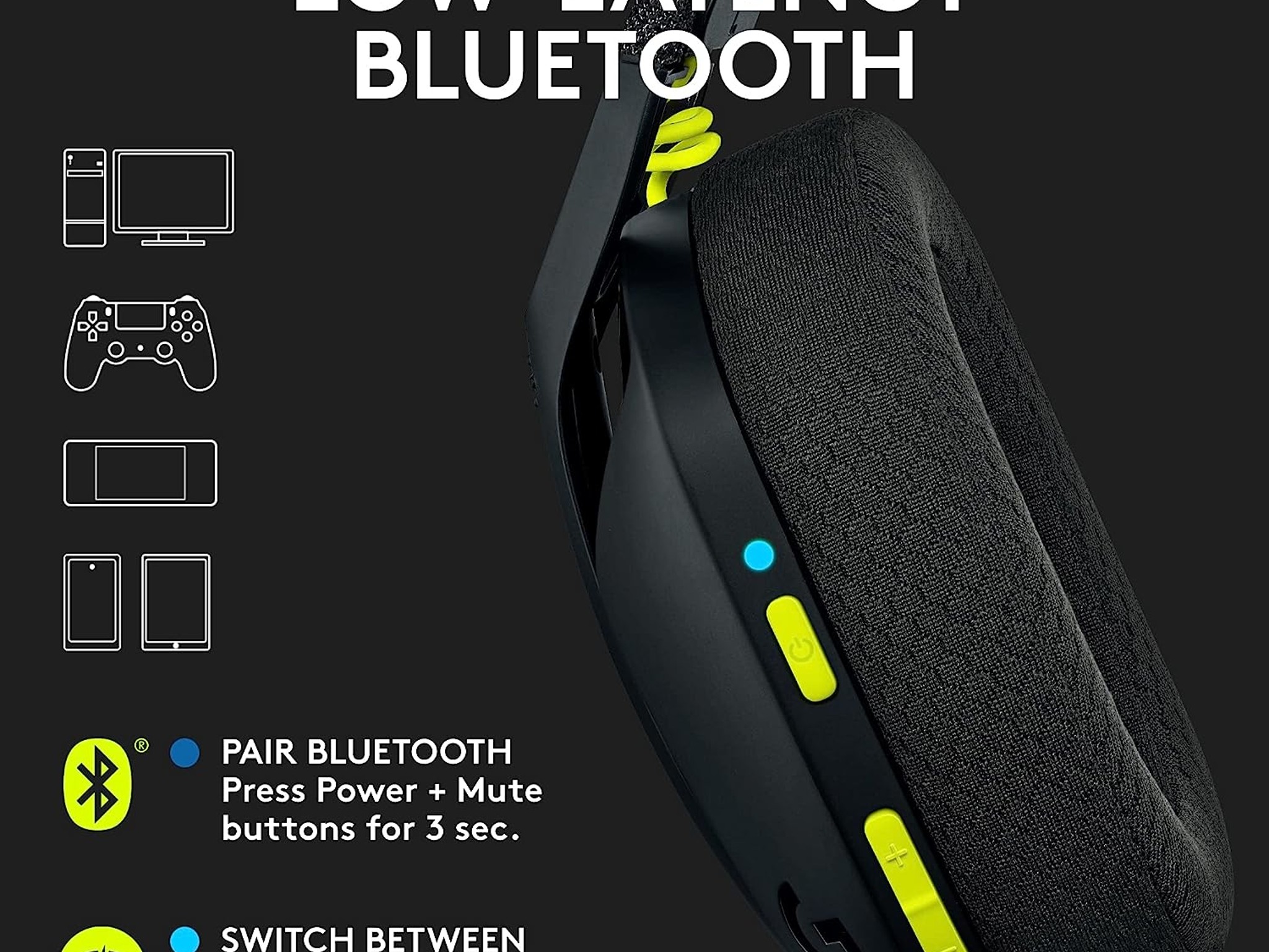Logitech G435 LIGHTSPEED Wireless Bluetooth Gaming Headset - Black/Yellow - New
