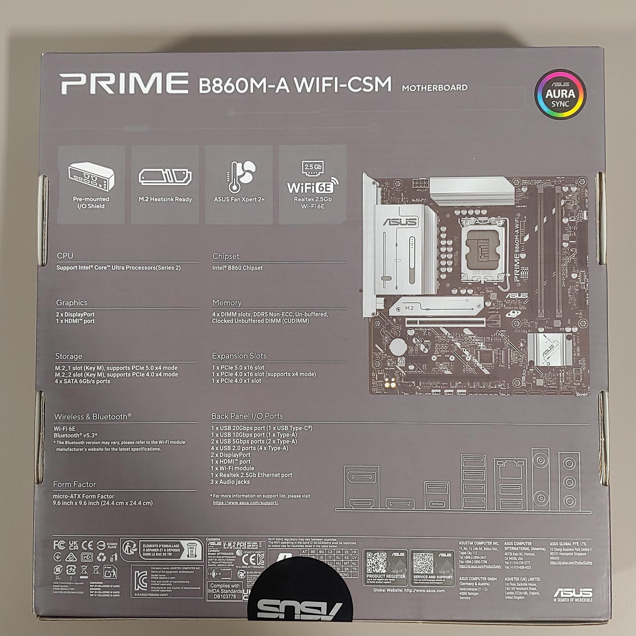 NEW Intel Core Ultra 5 250K Plus + ASUS PRIME B860M-A WiFi-CSM Bundle + FREE SSD