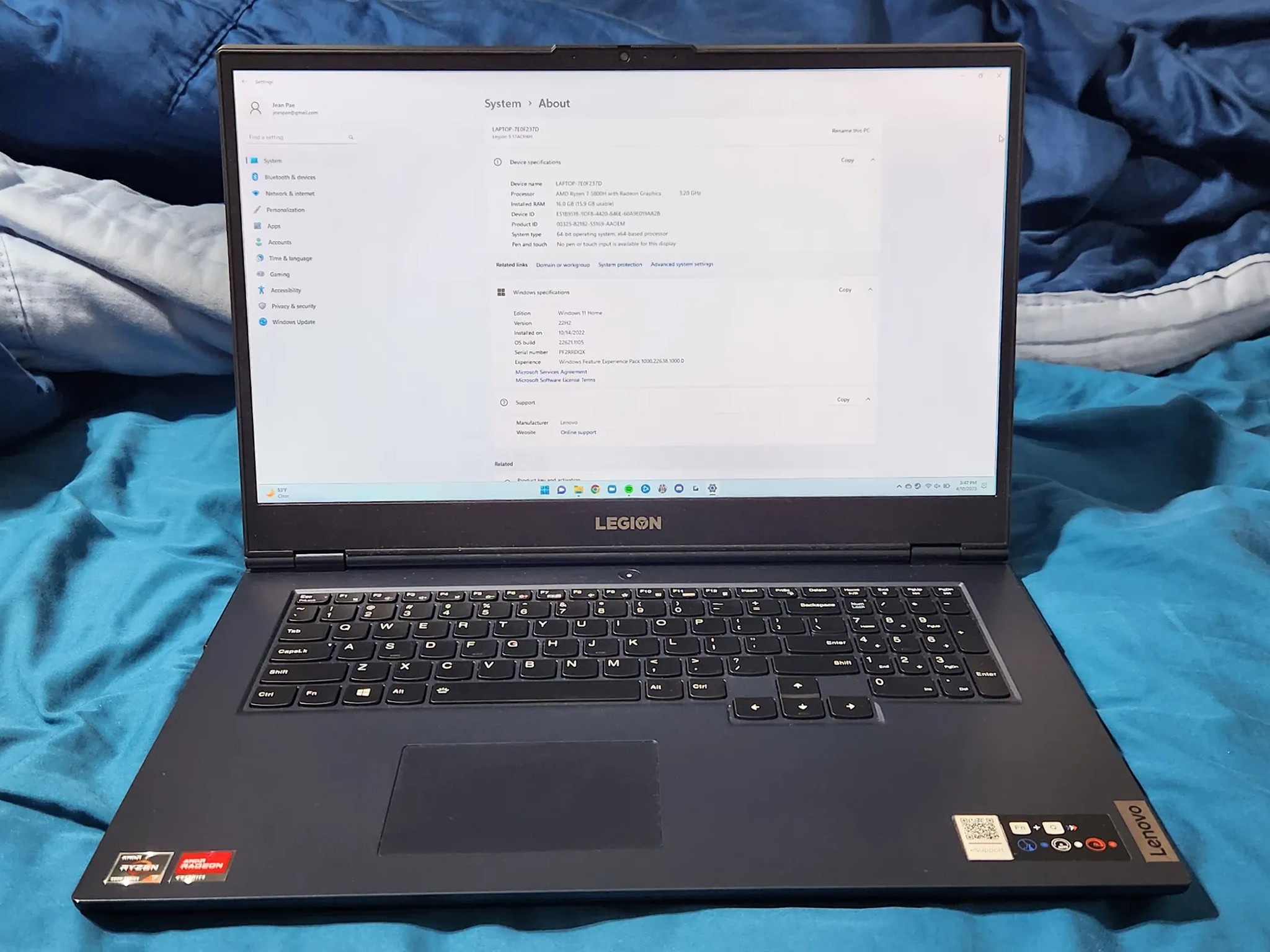 Lenovo Legion 5 Laptop; 17.3", 144Hz, AMD Ryzen 7 5800, GeForce RTX 3060, 16GB, 1TB SSD, Windows 11
