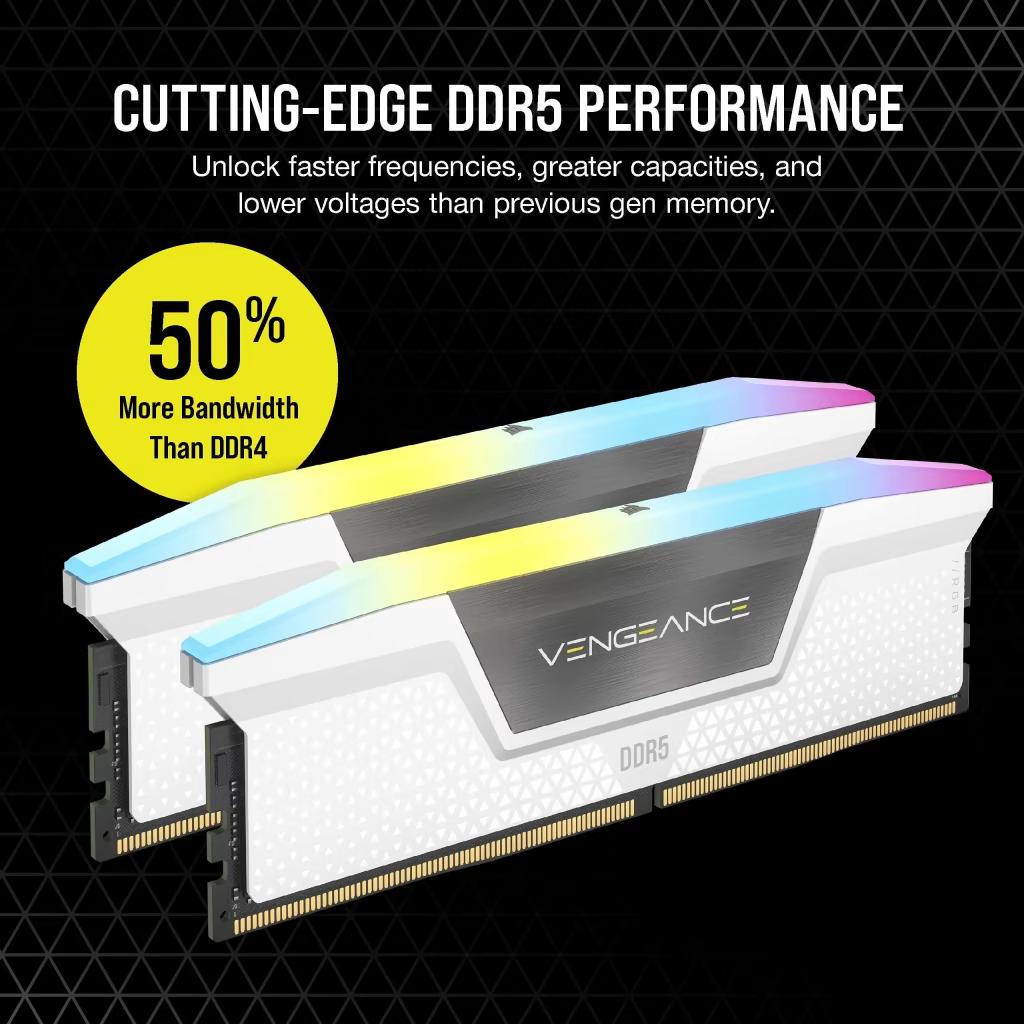 Corsair Vengeance® RGB 32GB (2x16GB) DDR5 5600MT/s CL36 Memory Kit — Intel XMP