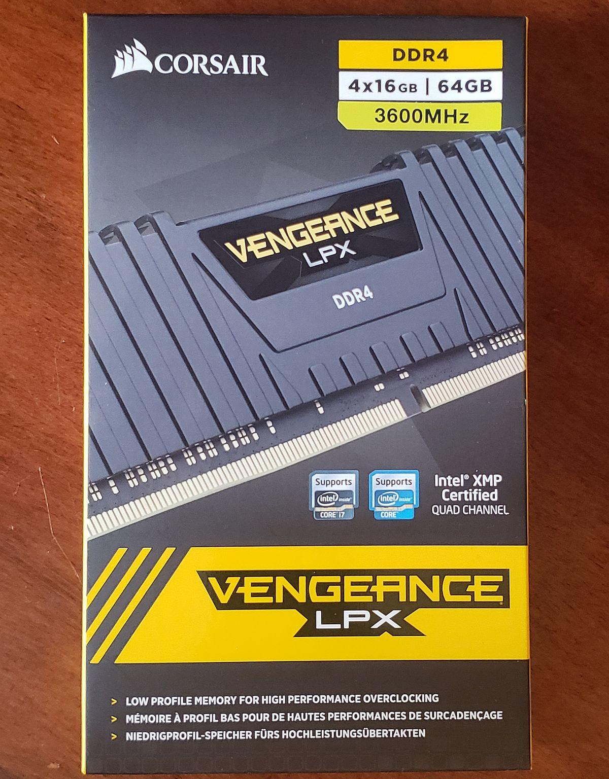 64GB 4x16 3600MHz Corsair DDR4 kit