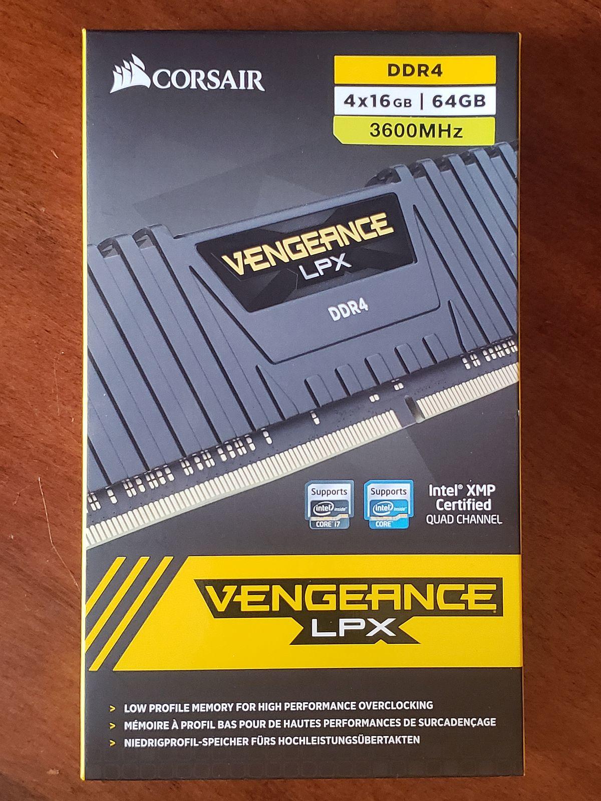 64GB 4x16 3600MHz Corsair DDR4 kit