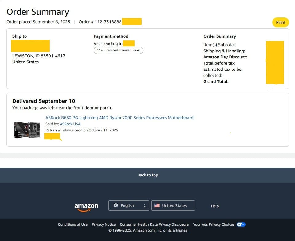 ASRock B650 PG Lightning AM5 ATX AMD Motherboard