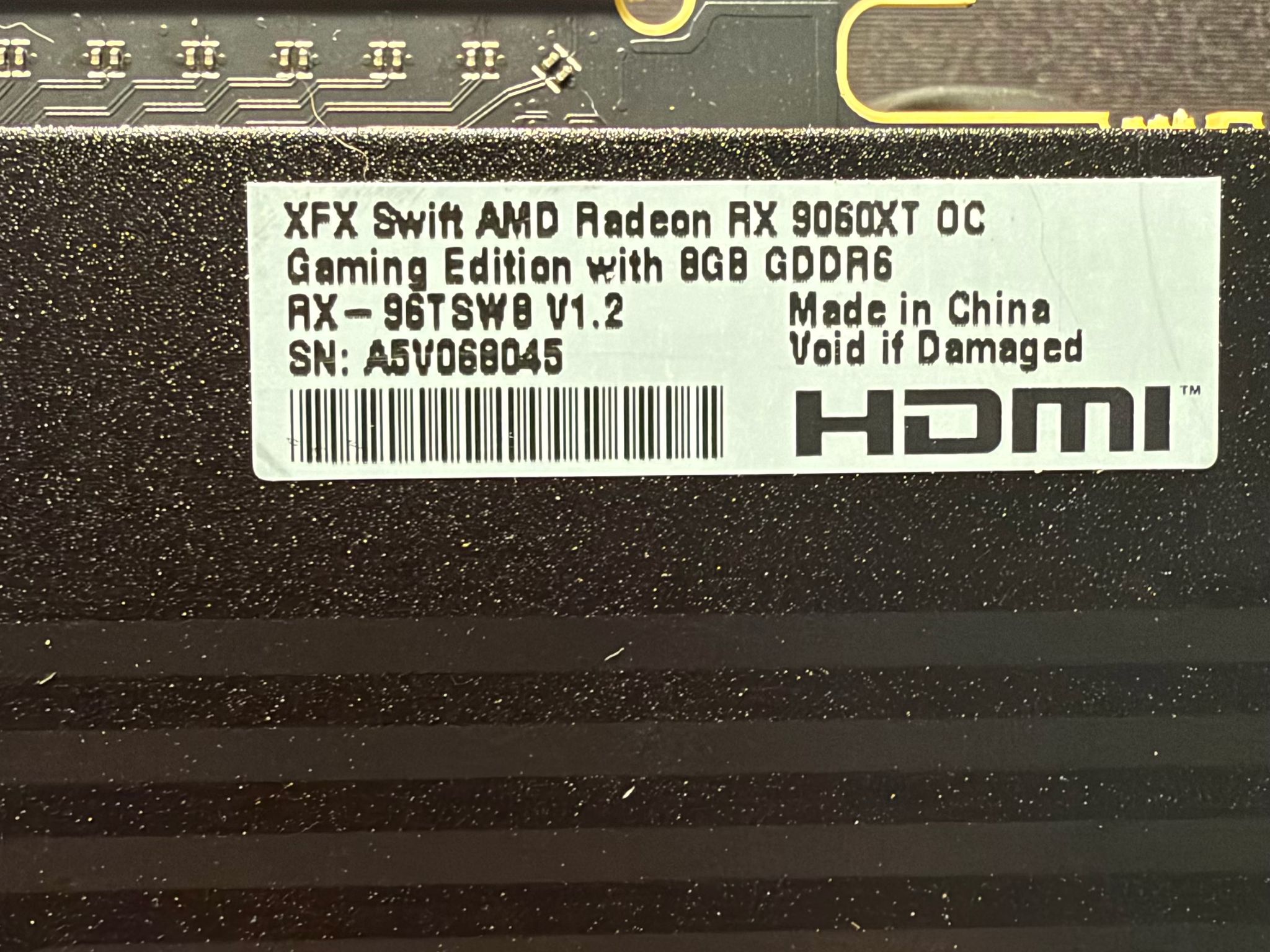 XFX Swift AMD Radeon RX 9060XT OC Gaming Edition 8GB GDDR6